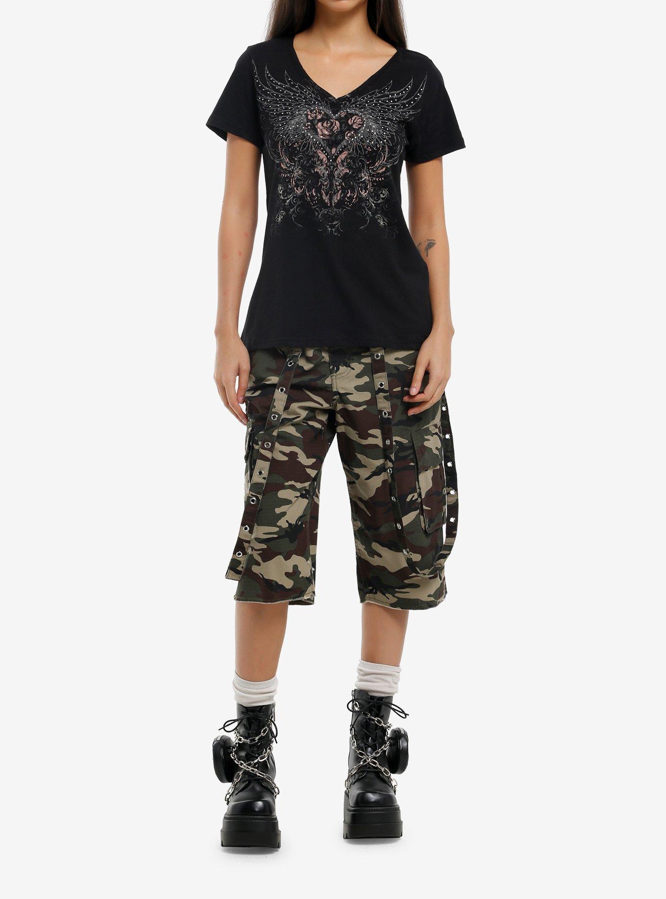 Winged Heart Filigree Rhinestone Girls T-Shirt, , hi-res