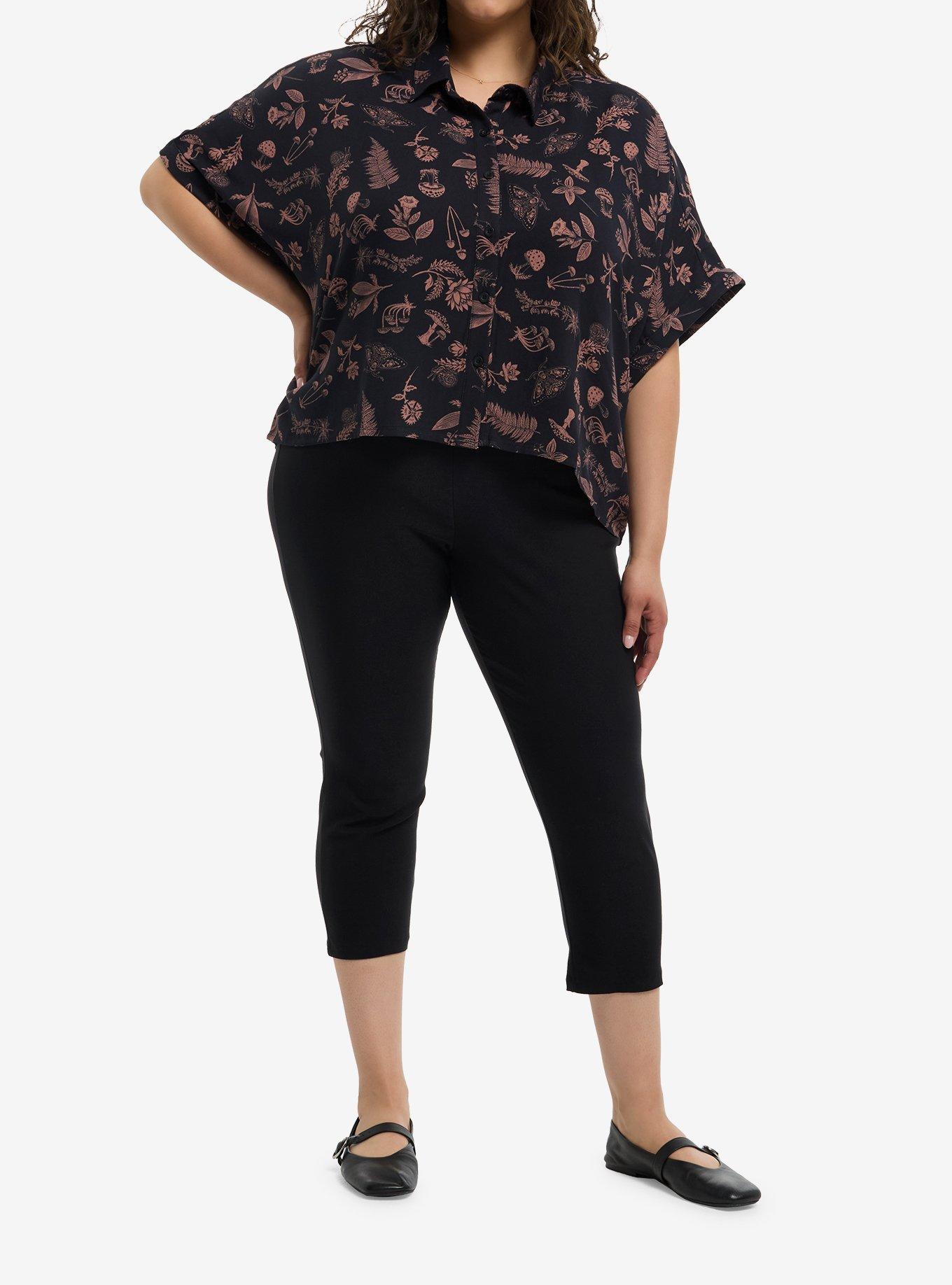 Thorn & Fable Mushrooms & Plants Girls Woven Button-Up Plus Size, , hi-res
