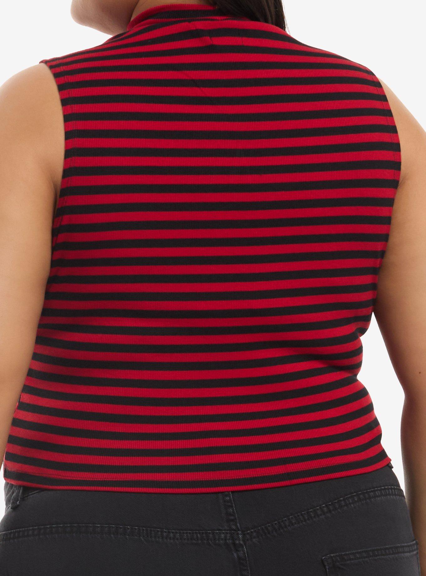 Black & Red Stripe Star Girls Tank Top Plus Size, , hi-res