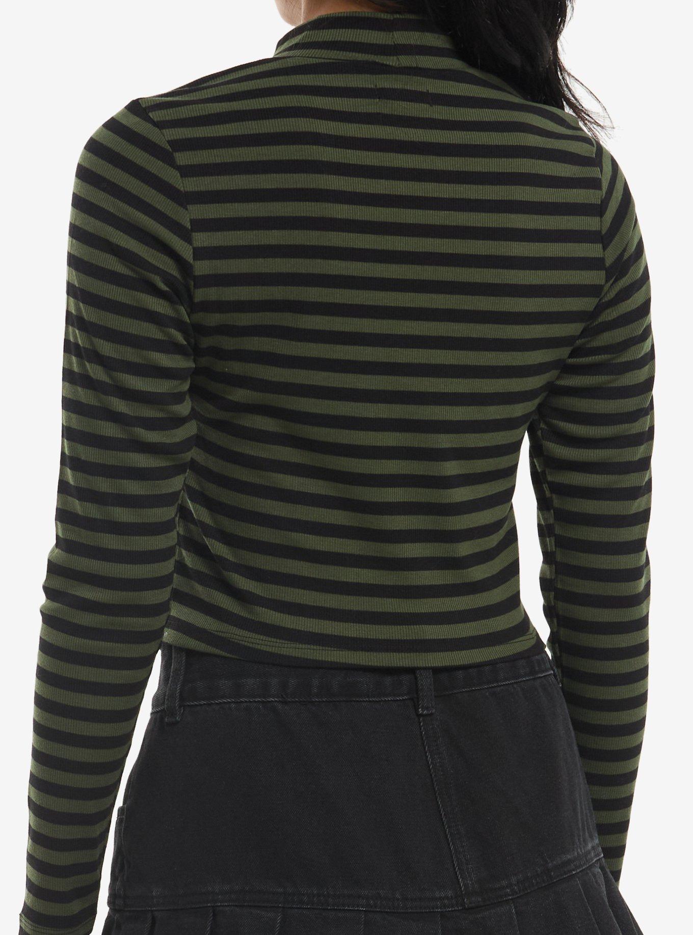 Black & Green Stripe Star Girls Long-Sleeve Top, , hi-res