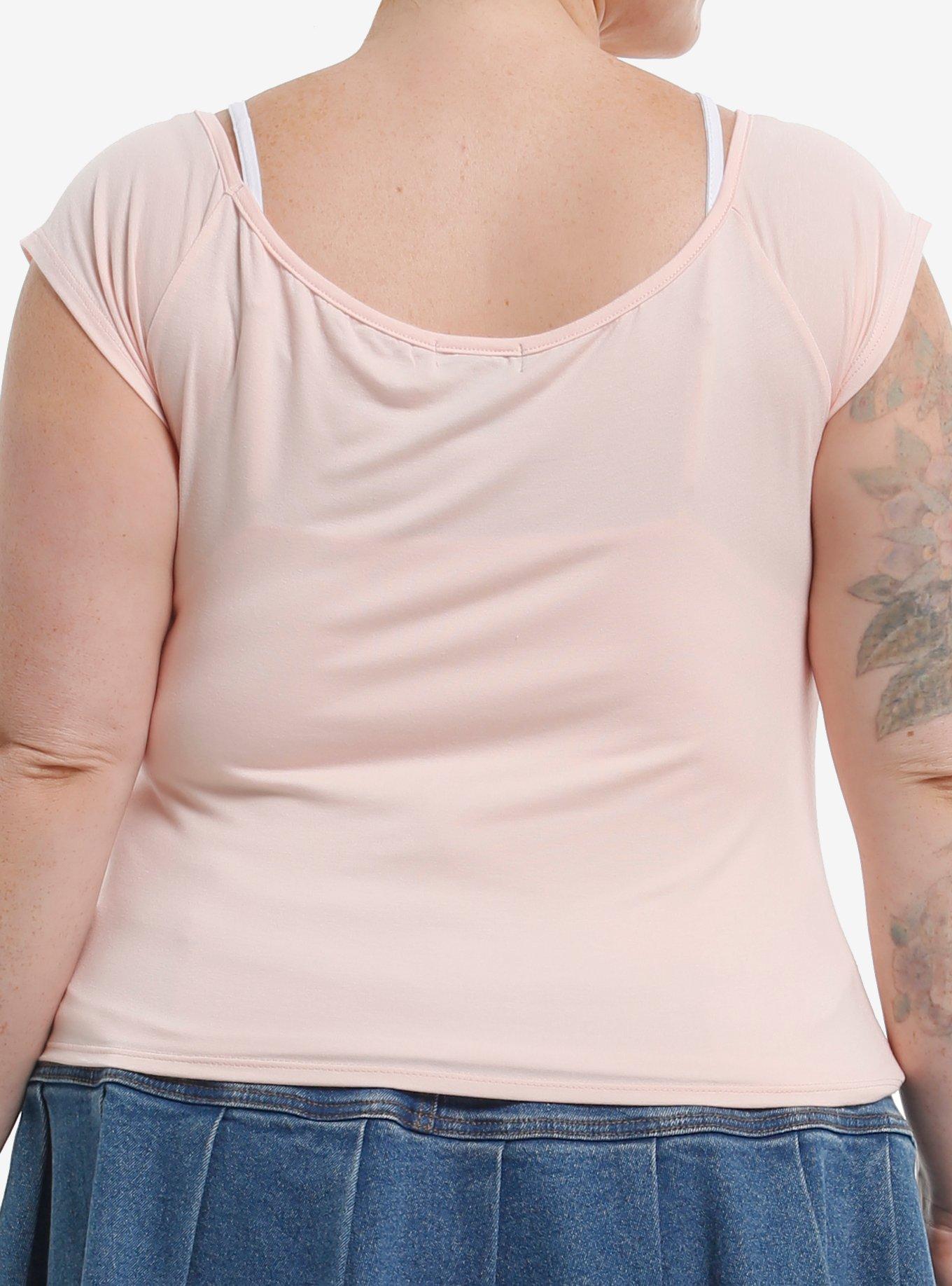 Sweet Society Pink Dagger Heart Girls Twofer Cold Shoulder Top Plus Size, , hi-res