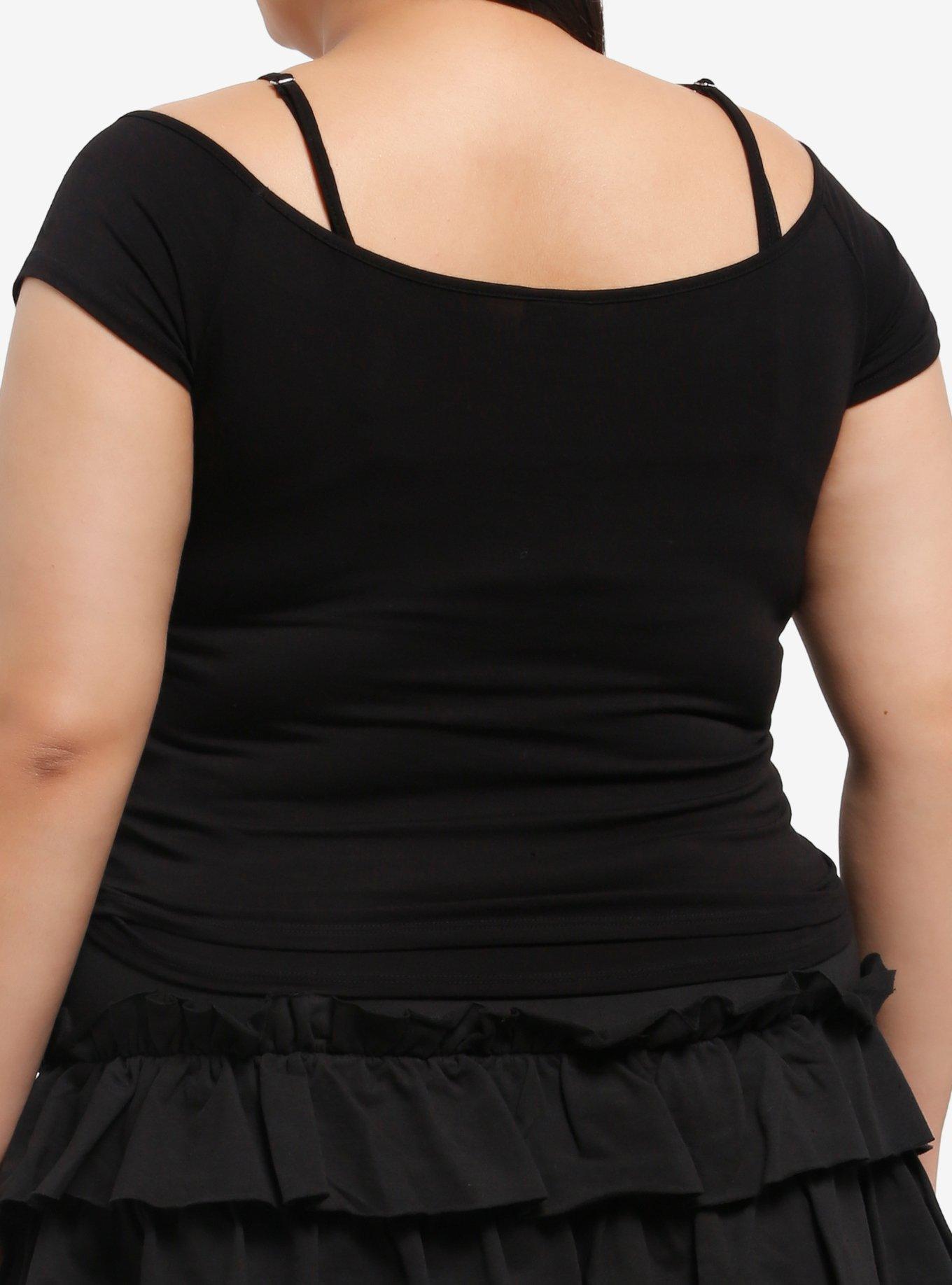 Thorn & Fable Grunge Butterfly Rose Girls Twofer Top Plus Size, MULTI, alternate