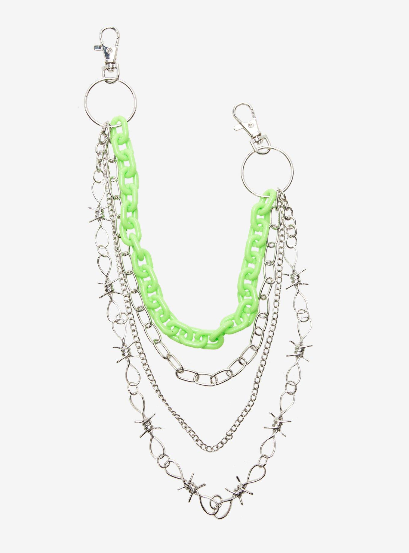 Green Barbed Wire 12 Inch, 14 Inch, 16 Inch & 20 Inch Wallet Chain, , hi-res