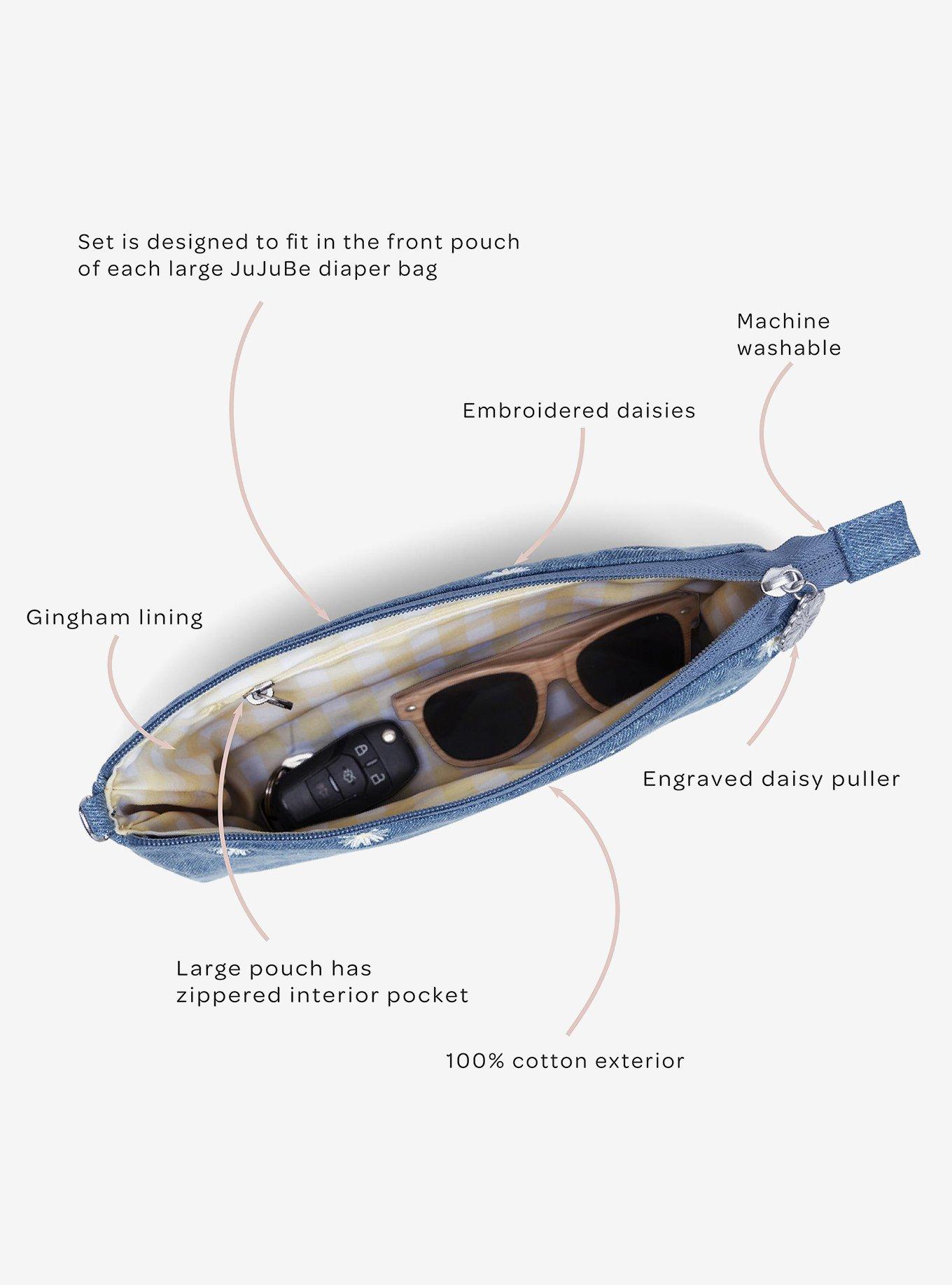 JuJuBe Denim and Daisies 3-piece Pouch Set, , alternate