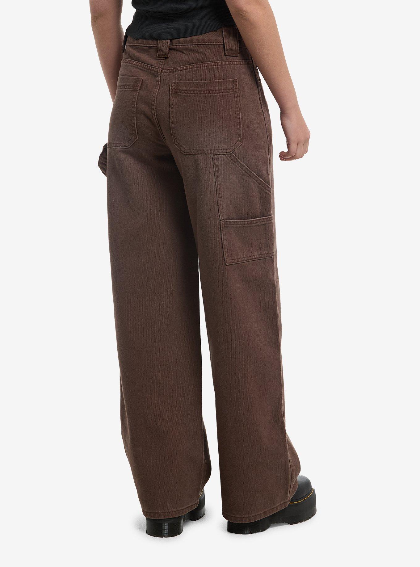 Brown Washed Girls Carpenter Jeans, , hi-res
