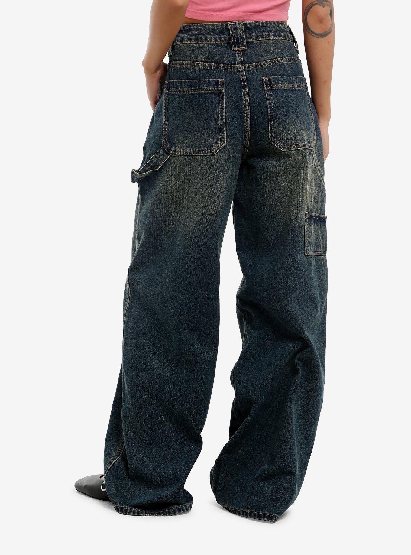 Vintage Wash Wide Leg Jeans, , hi-res