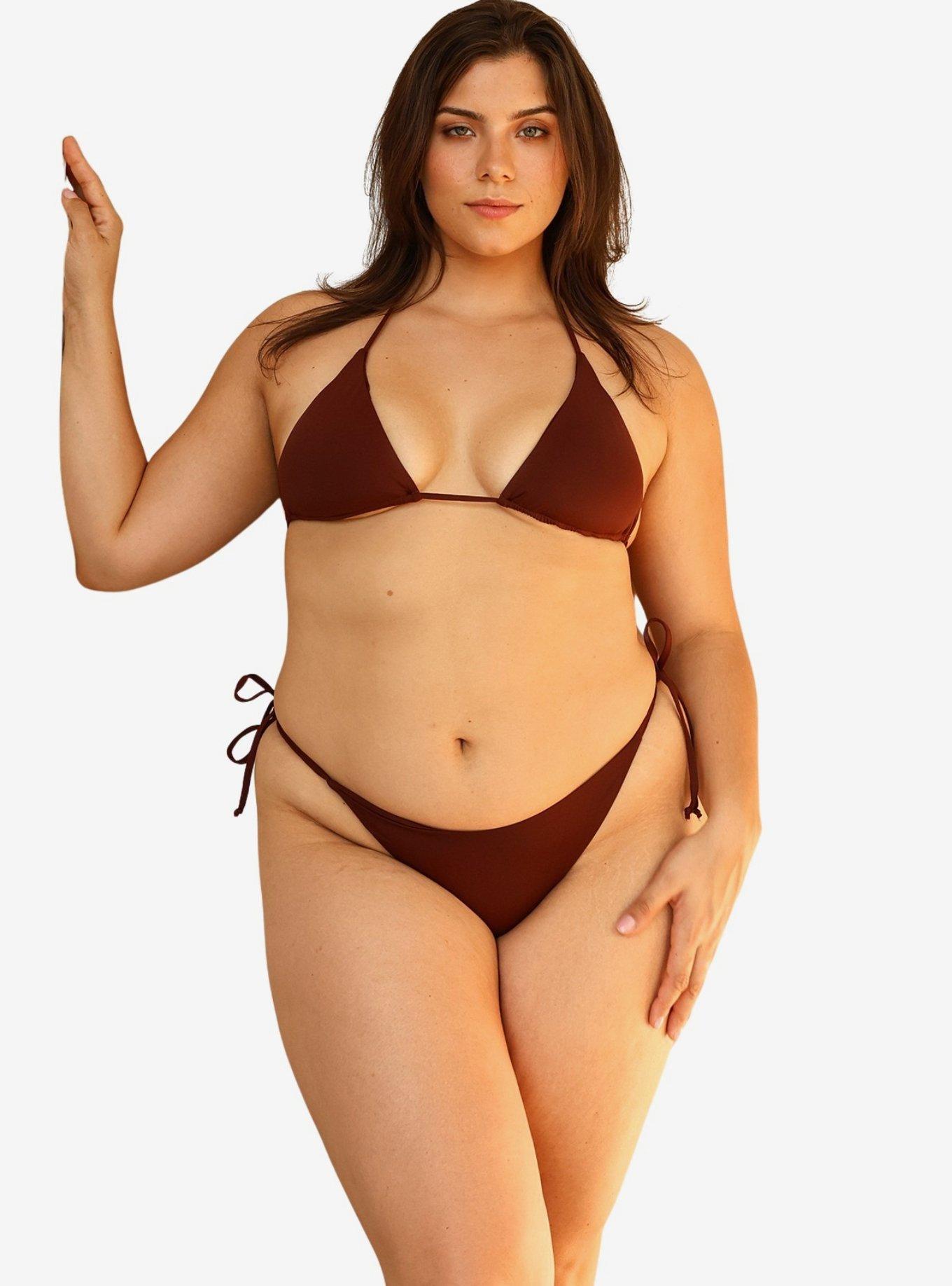 Dippin' Daisy's Palm Tie Back Triangle Bikini Top, BROWN, alternate