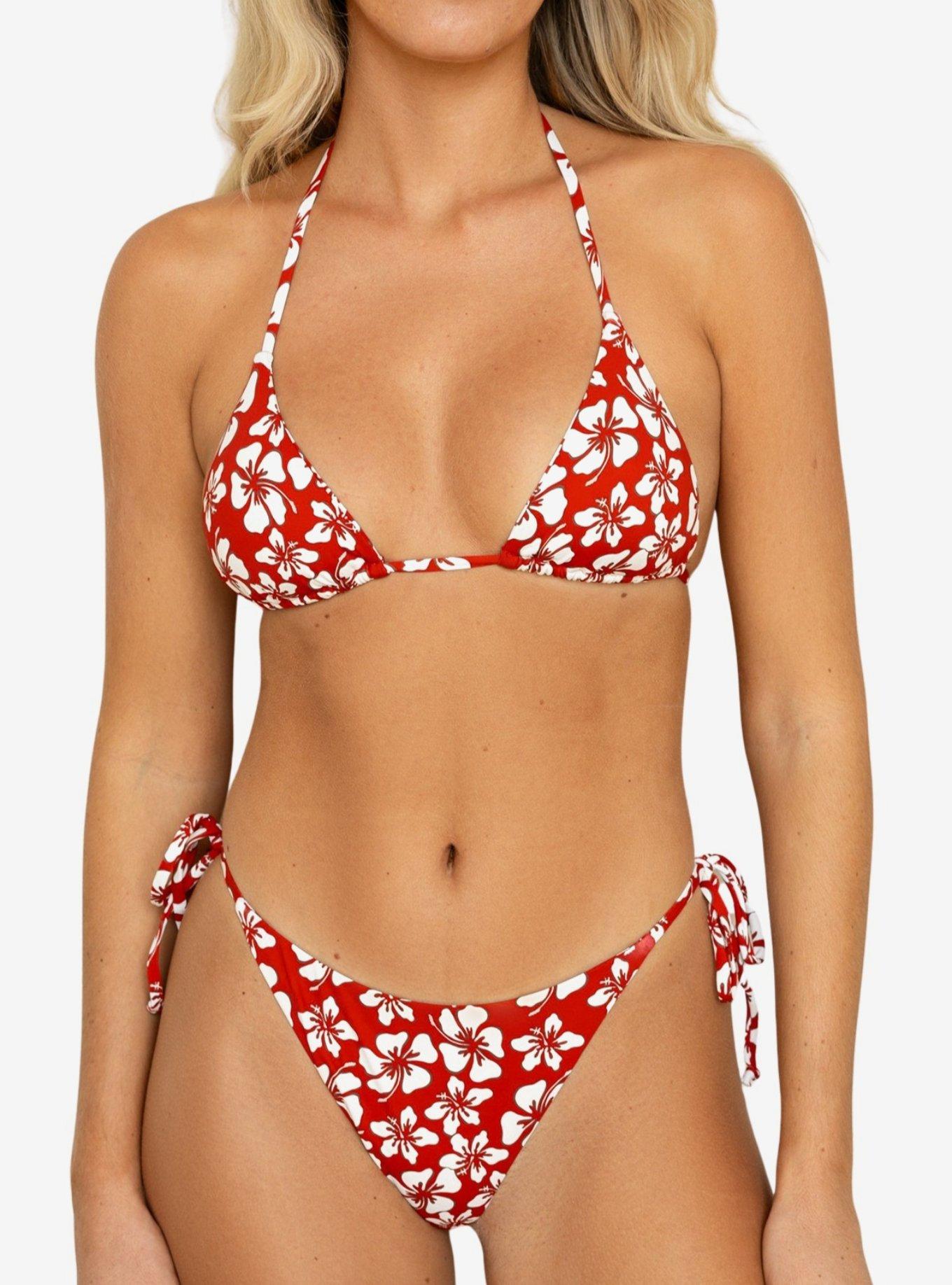 Dippin' Daisy's Palm Tie Back Triangle Bikini Top, RED, alternate