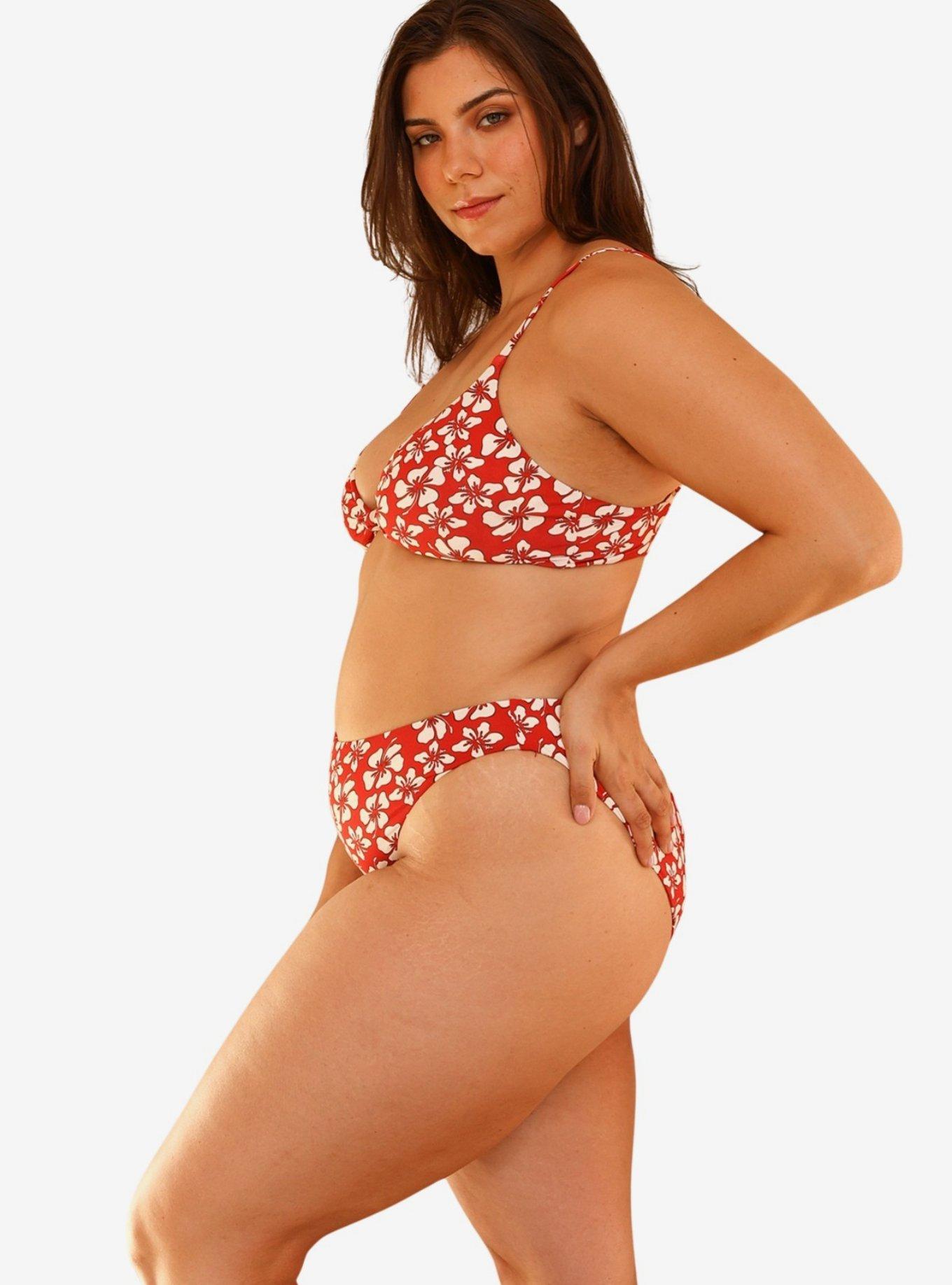 Dippin' Daisy's Zen Knotted Triangle Bikini Top, RED, alternate