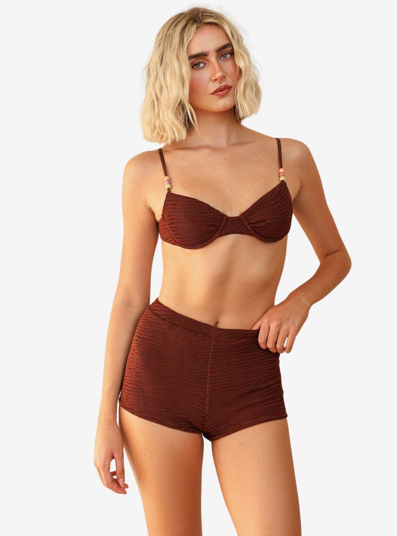 Dippin' Daisy's Farrah Elastic Waist Shorts, BROWN, alternate