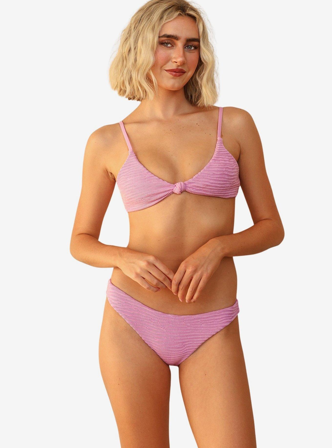 Dippin' Daisy's Zen Knotted Triangle Bikini Top, PINK, alternate