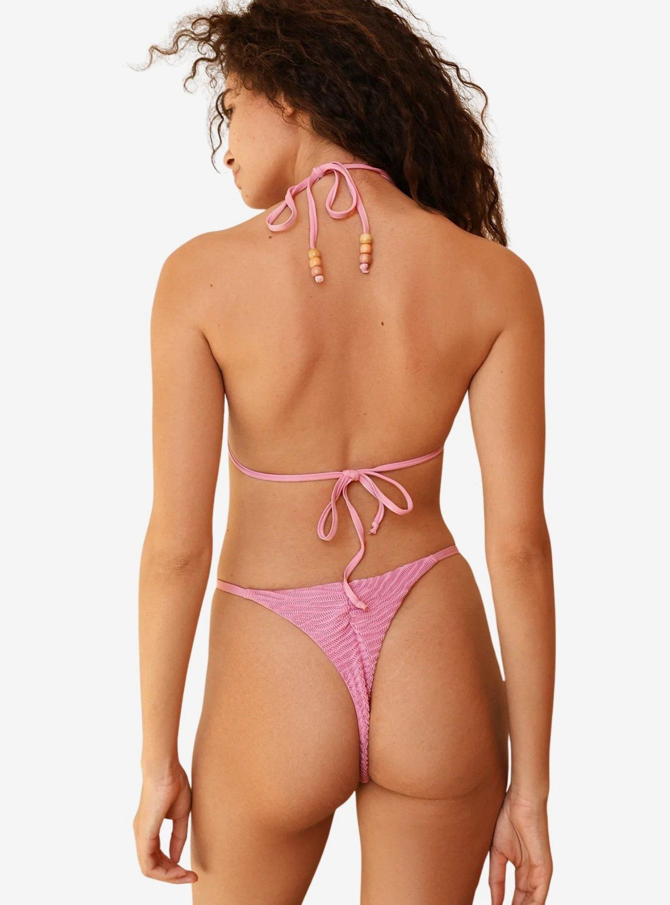 Dippin' Daisy's Fiji V-Cut Thong Bikini Bottom, PINK, alternate