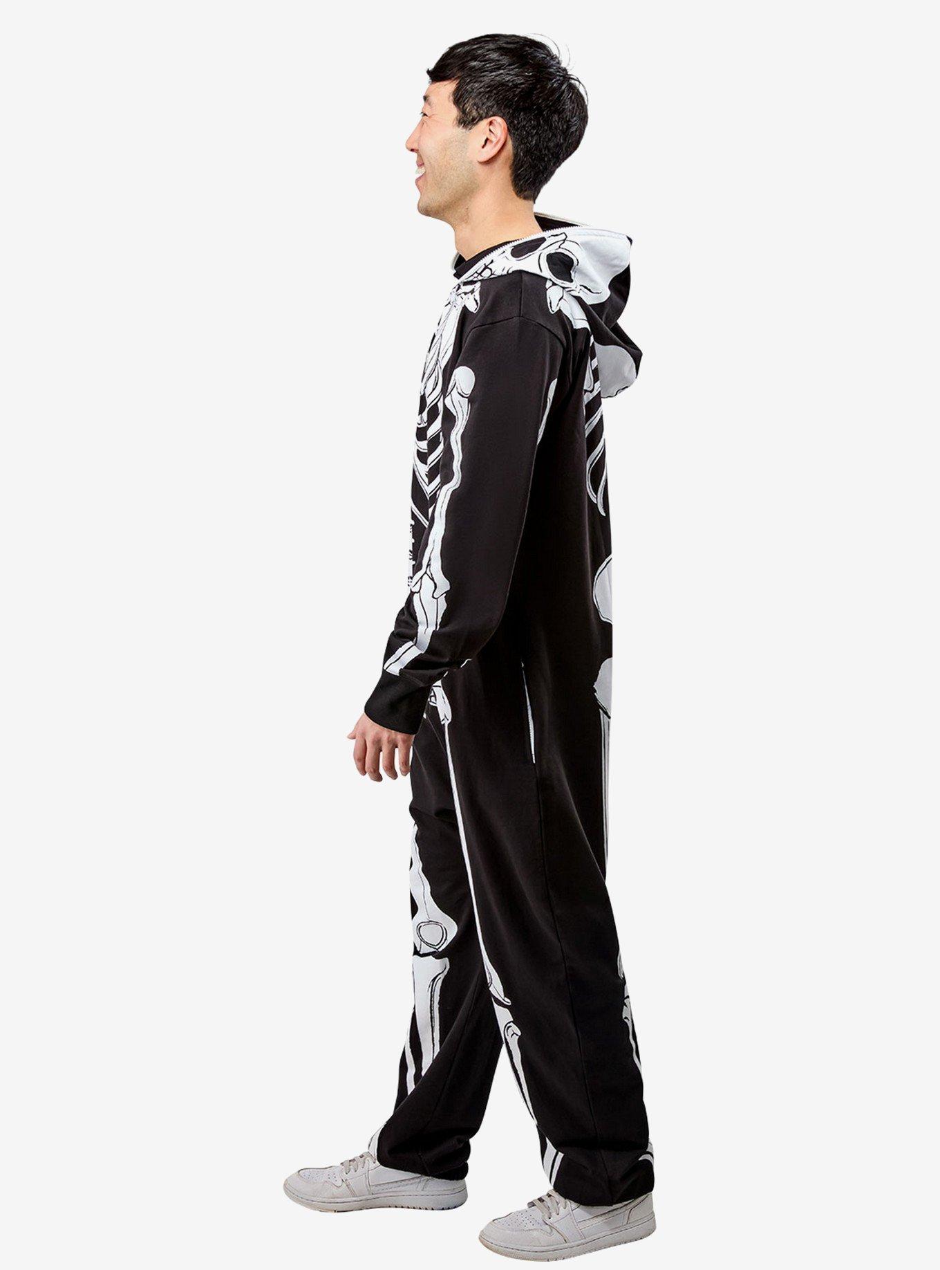 Skeleton Hooded Zipsters Hooded Costume, BLACK, alternate