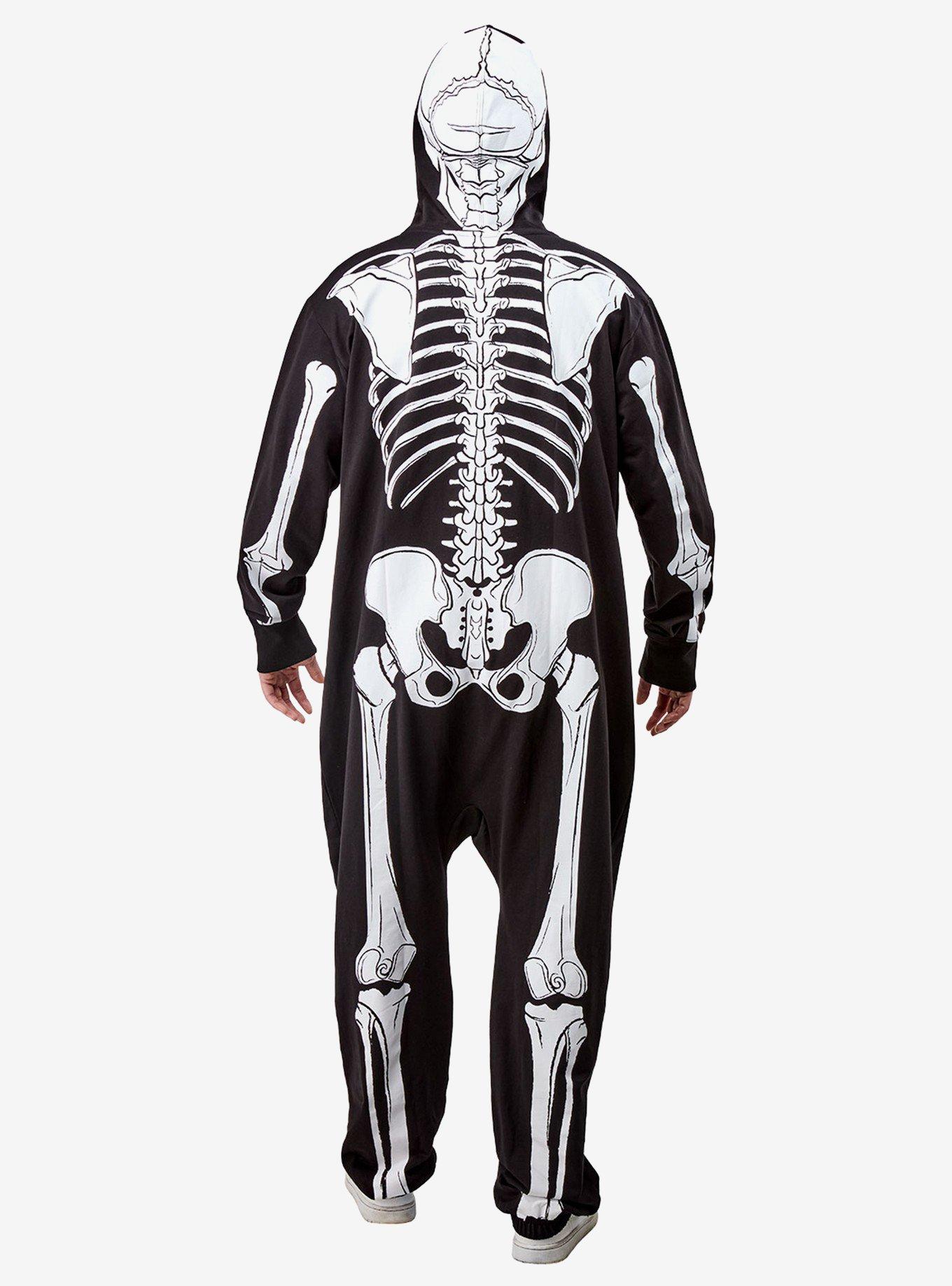 Skeleton Hooded Zipsters Hooded Costume, BLACK, alternate