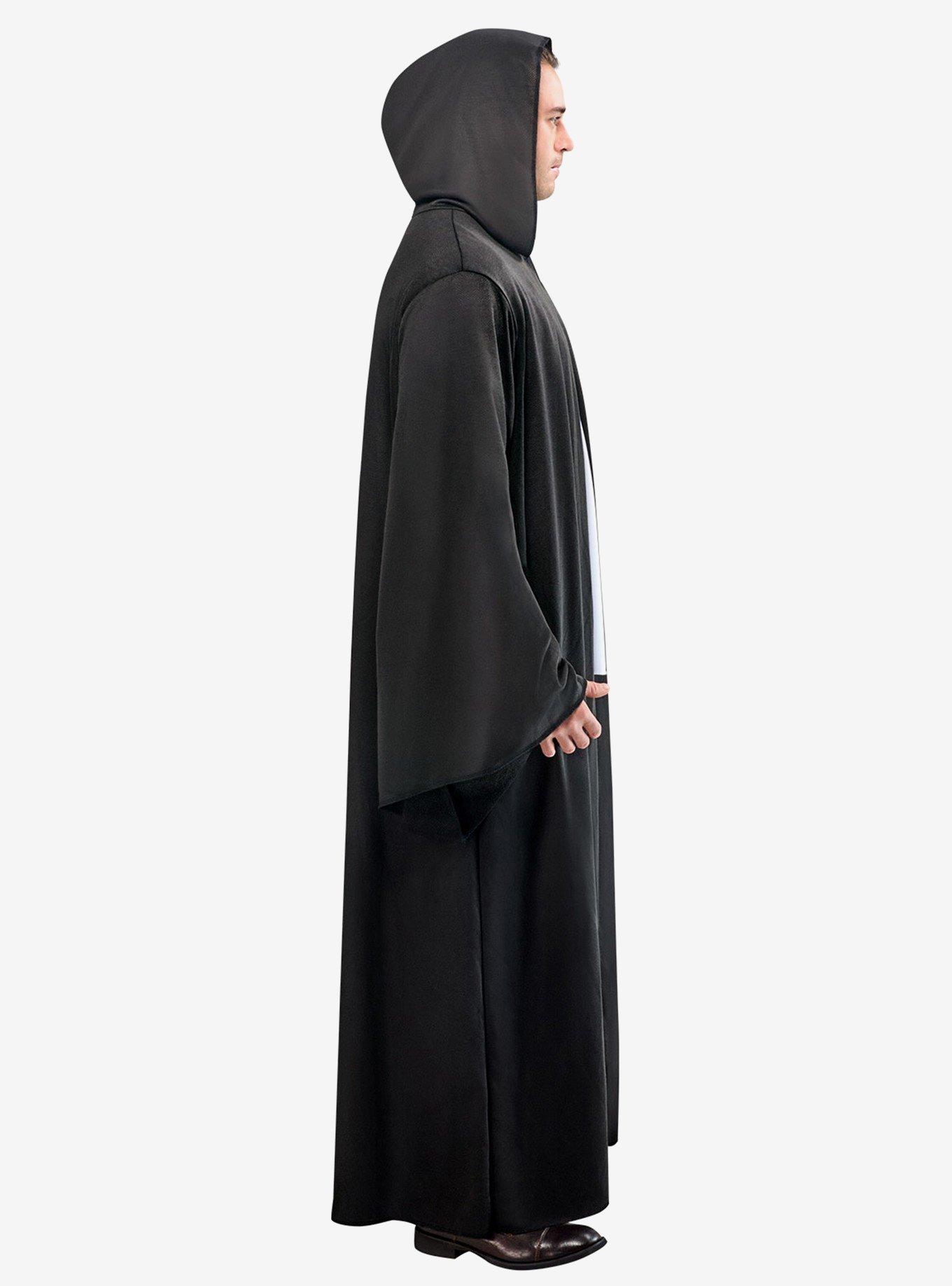 Black Full Length Hooded Renaissance Cloak, , hi-res
