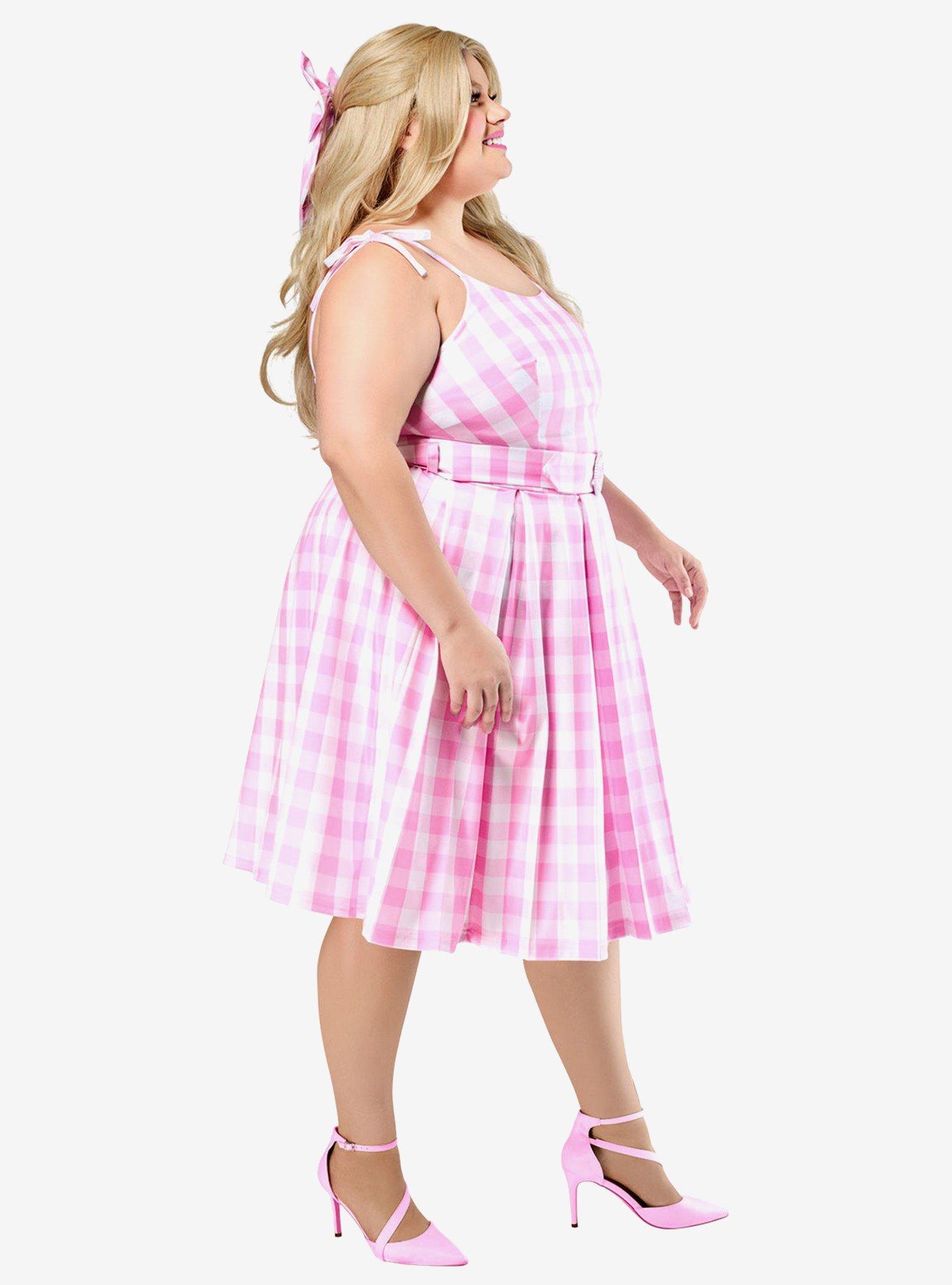 Barbie Perfect Day Pink Gingham Dress Plus Size, , hi-res