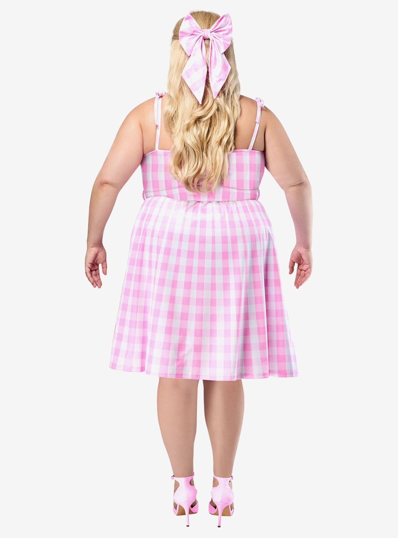 Barbie Perfect Day Pink Gingham Dress Plus Size, PINK, alternate