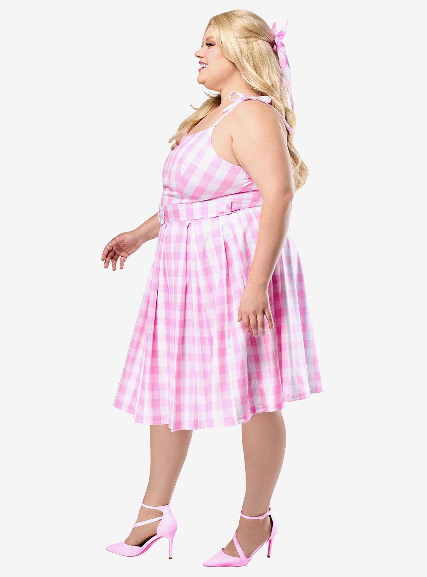 Barbie Perfect Day Pink Gingham Dress Plus Size, PINK, alternate
