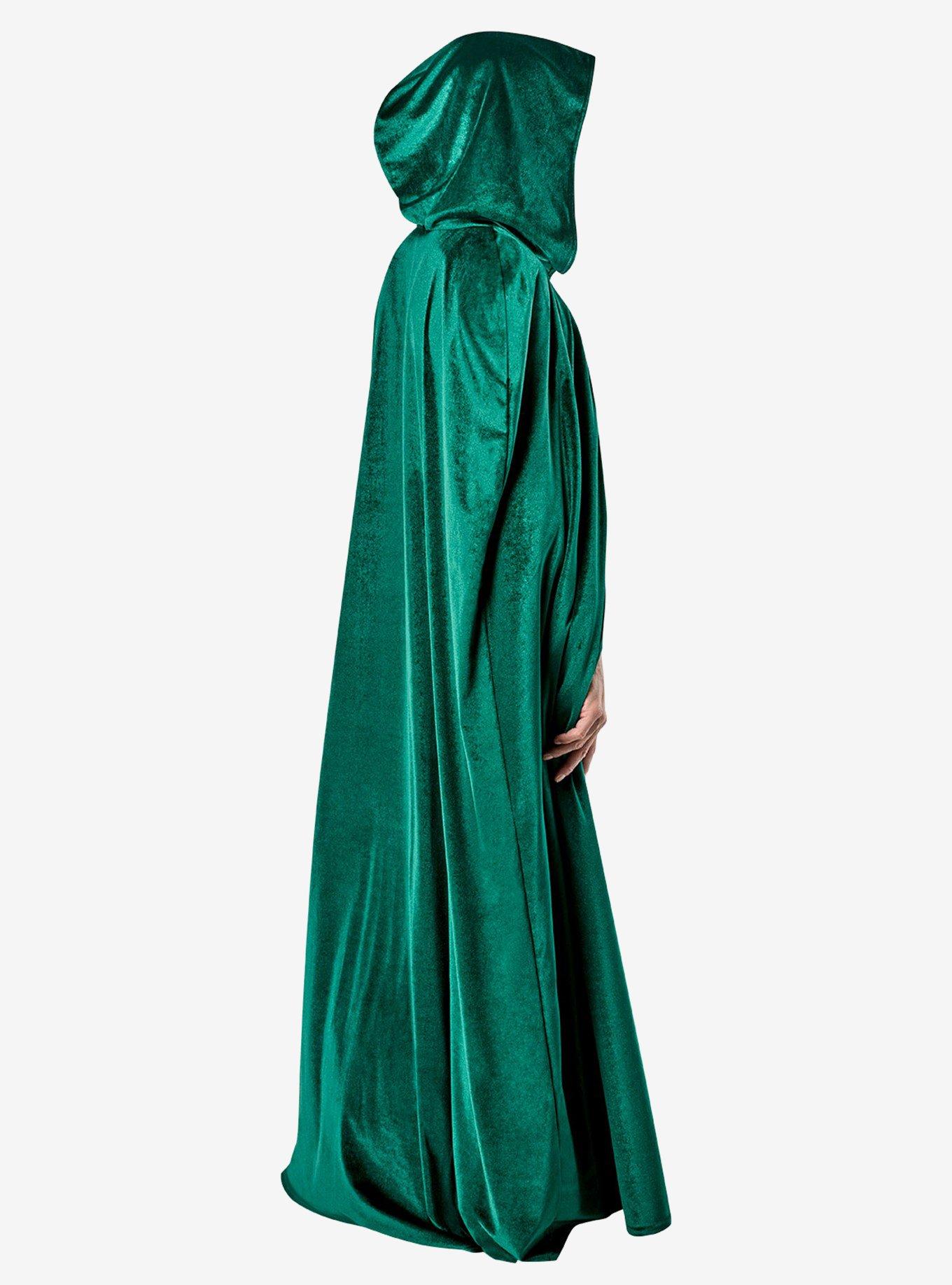 Green Full Length Hooded Renaissance Cloak, , hi-res