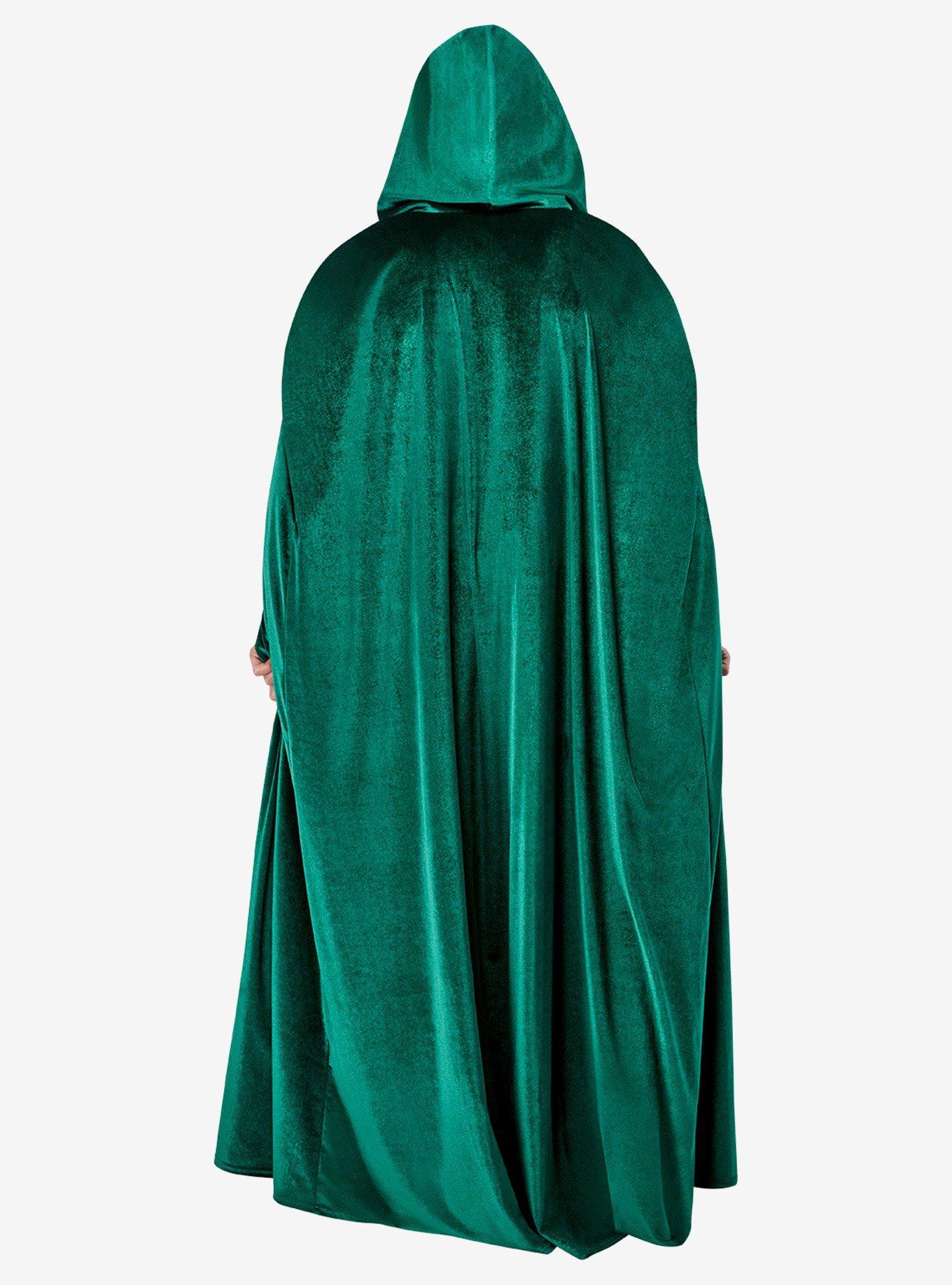 Green Full Length Hooded Renaissance Cloak, , alternate