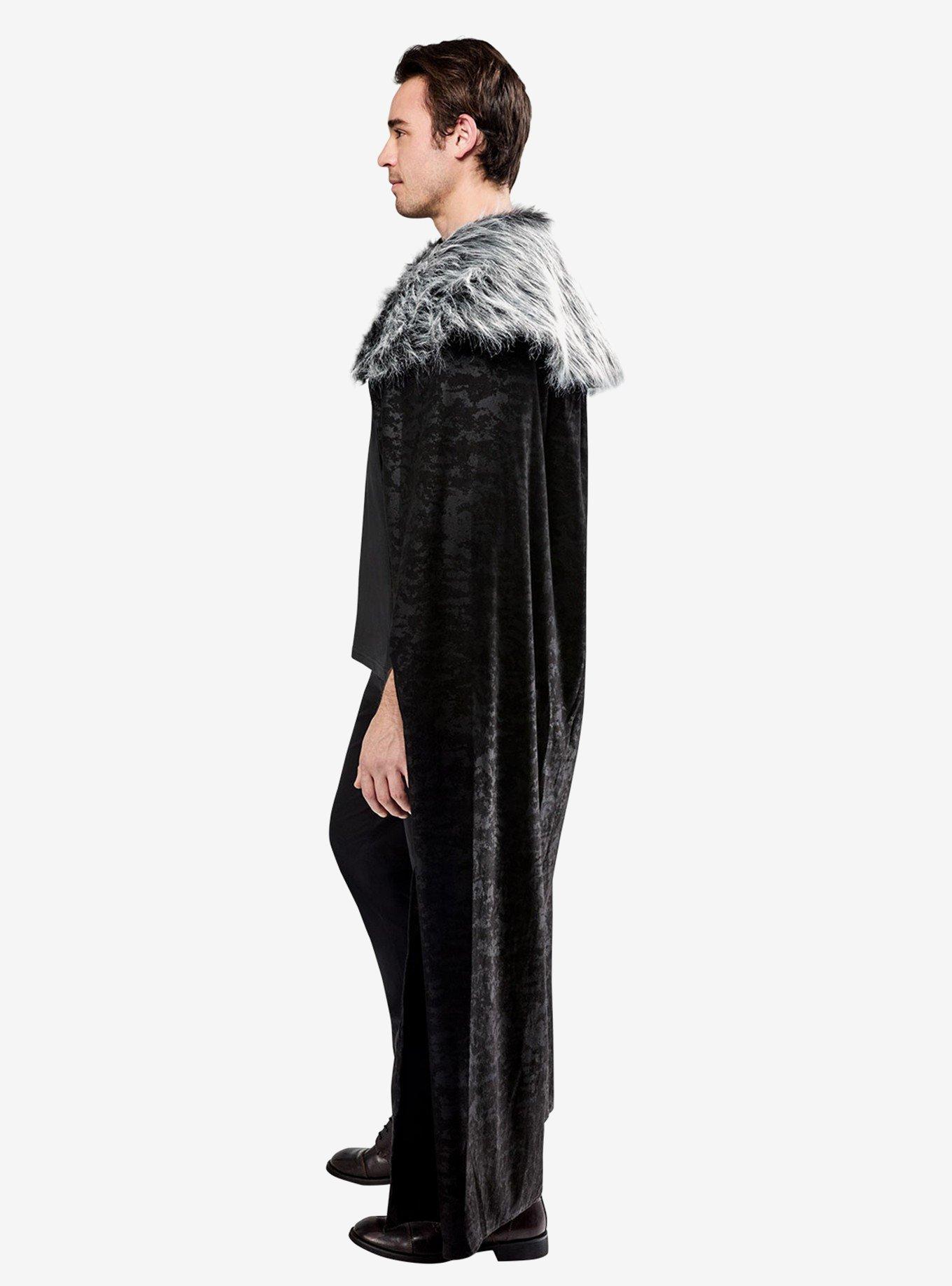 Black Full Length Cape with Faux Fur Collar, , hi-res