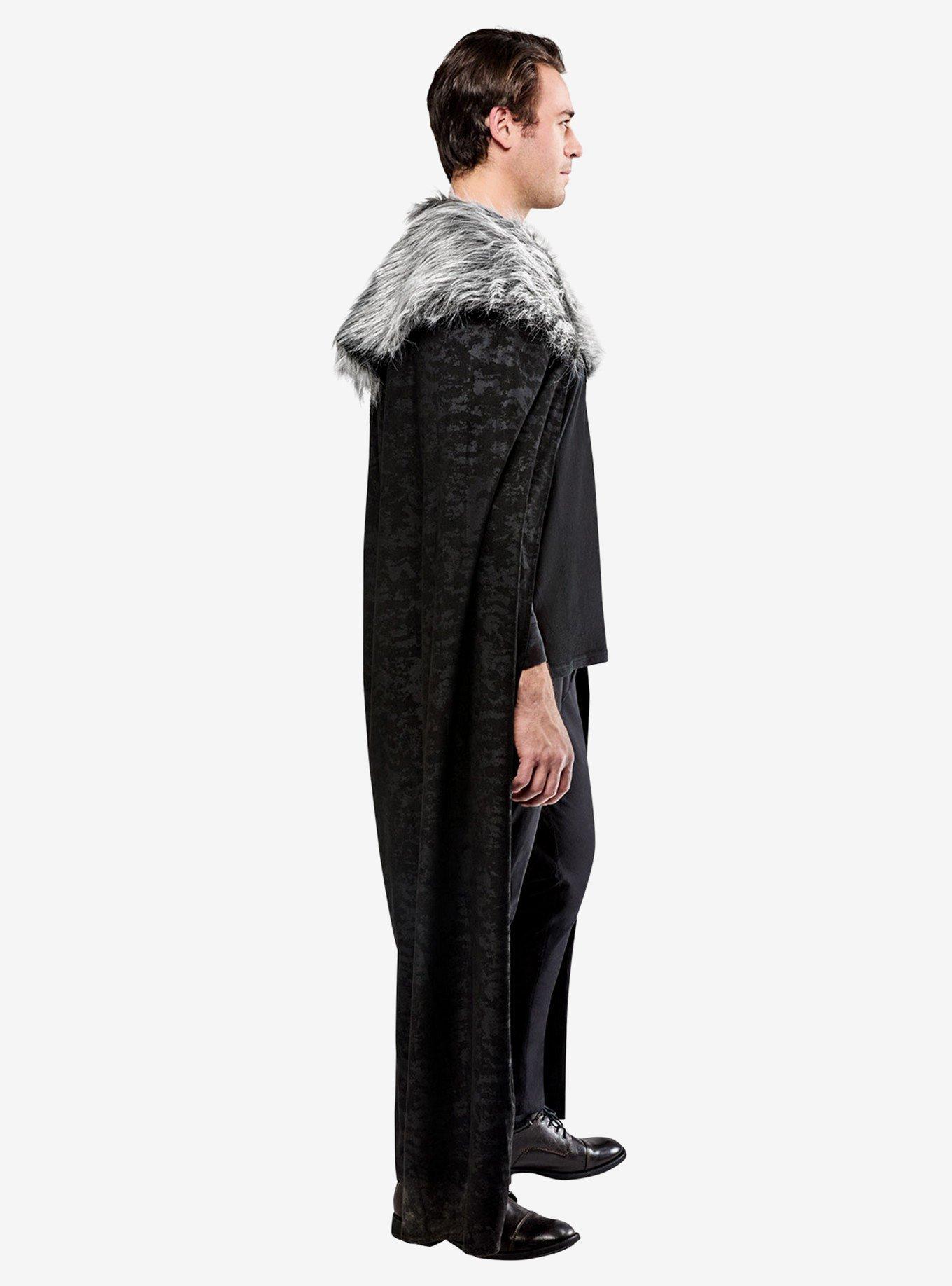 Black Full Length Cape with Faux Fur Collar, , alternate