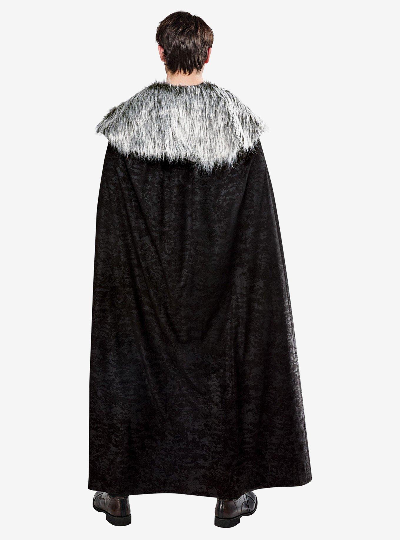 Black Full Length Cape with Faux Fur Collar, , alternate