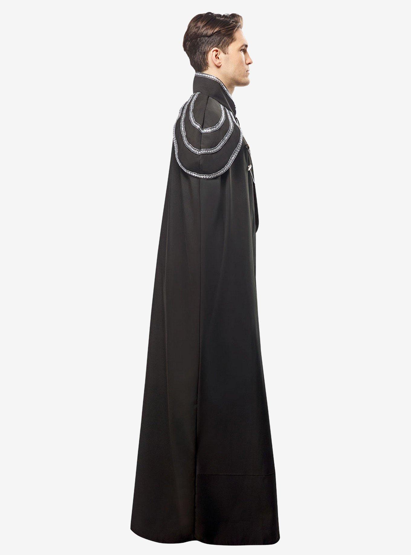 Black Full Length Renaissance Cape with Chain Accents, , hi-res