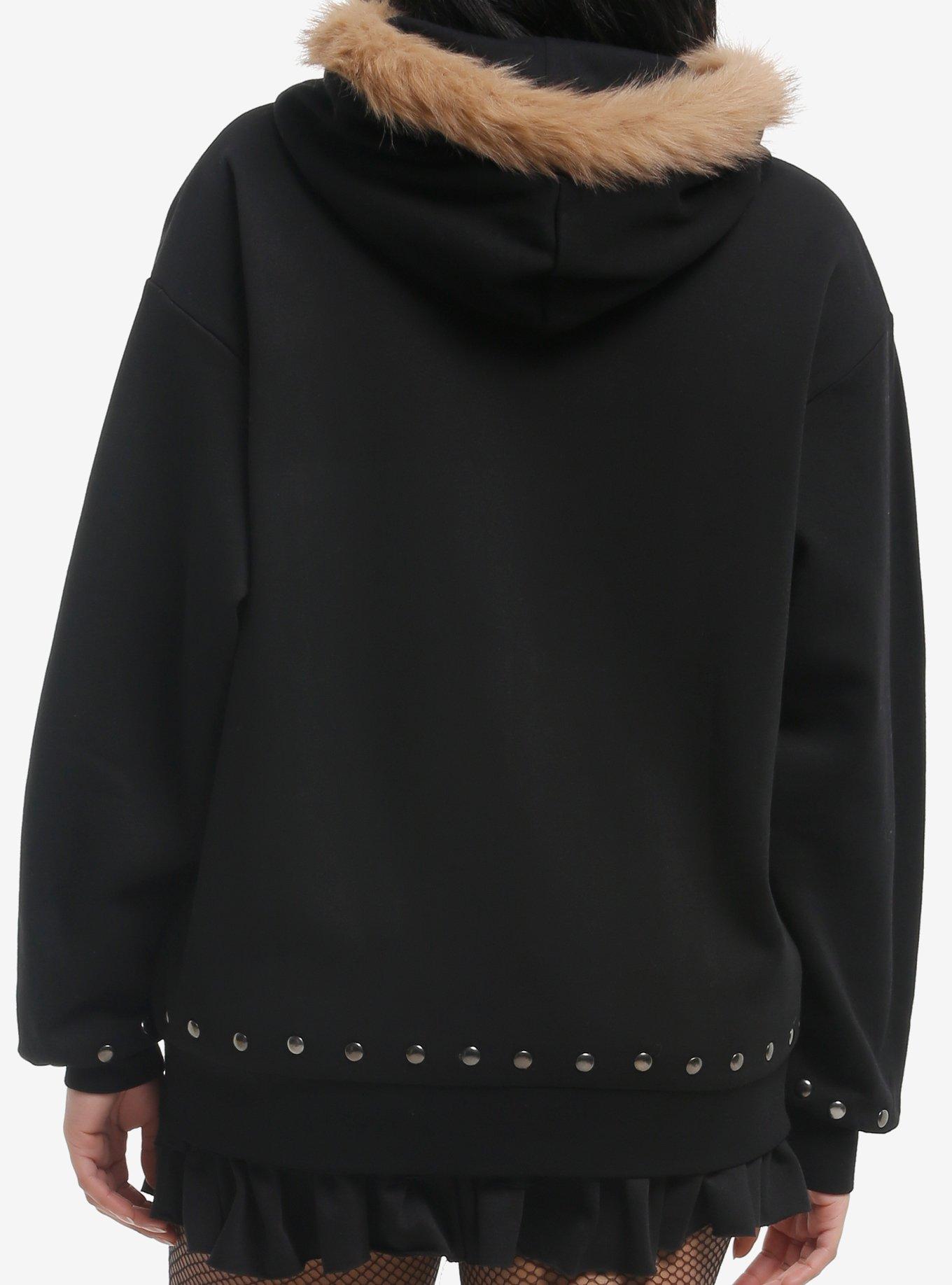 Tribal Studded Fur Trim Girls Hoodie, , hi-res