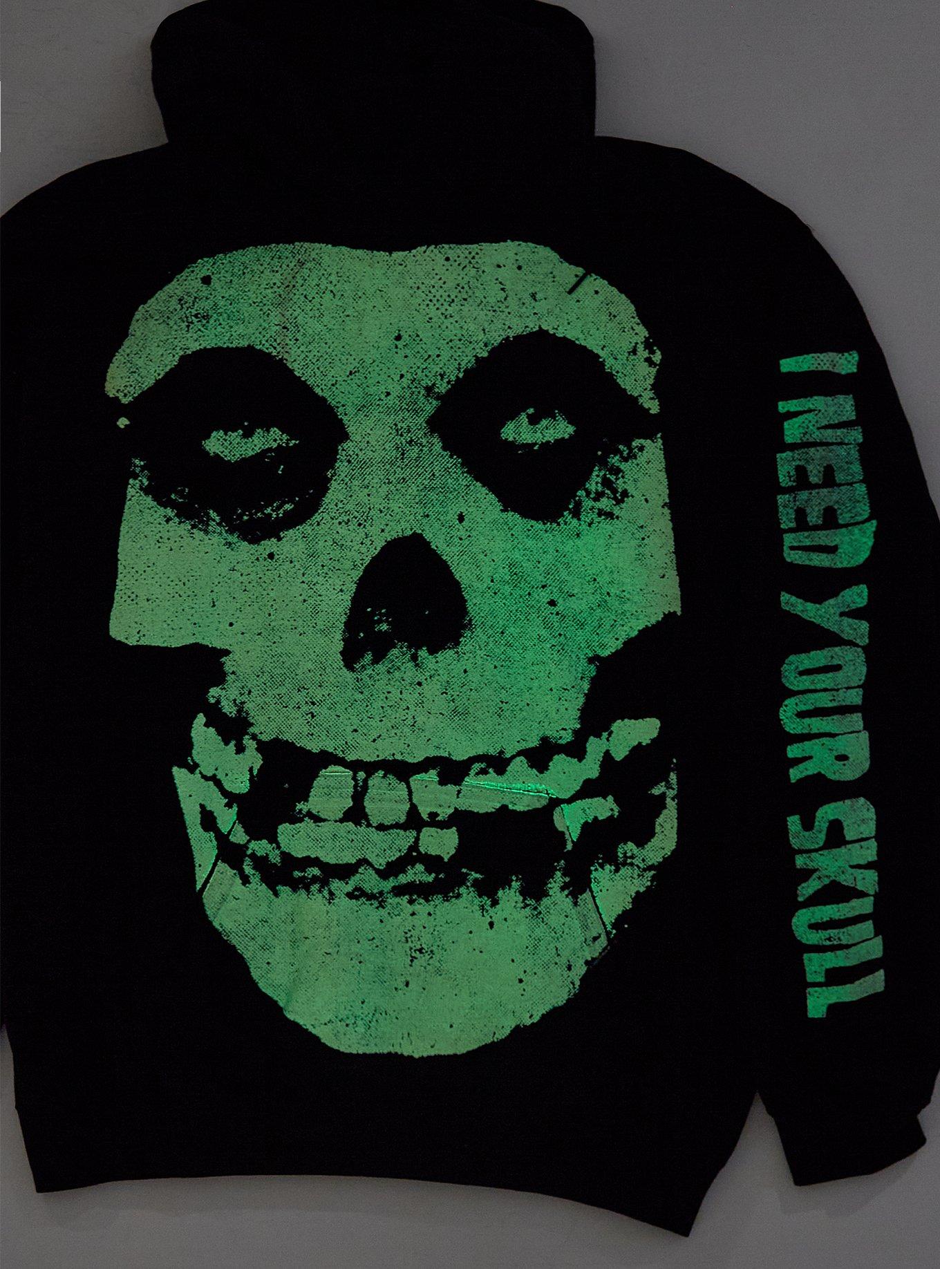 Misfits Fiend Skull Glow-In-The-Dark Hoodie, BLACK, alternate