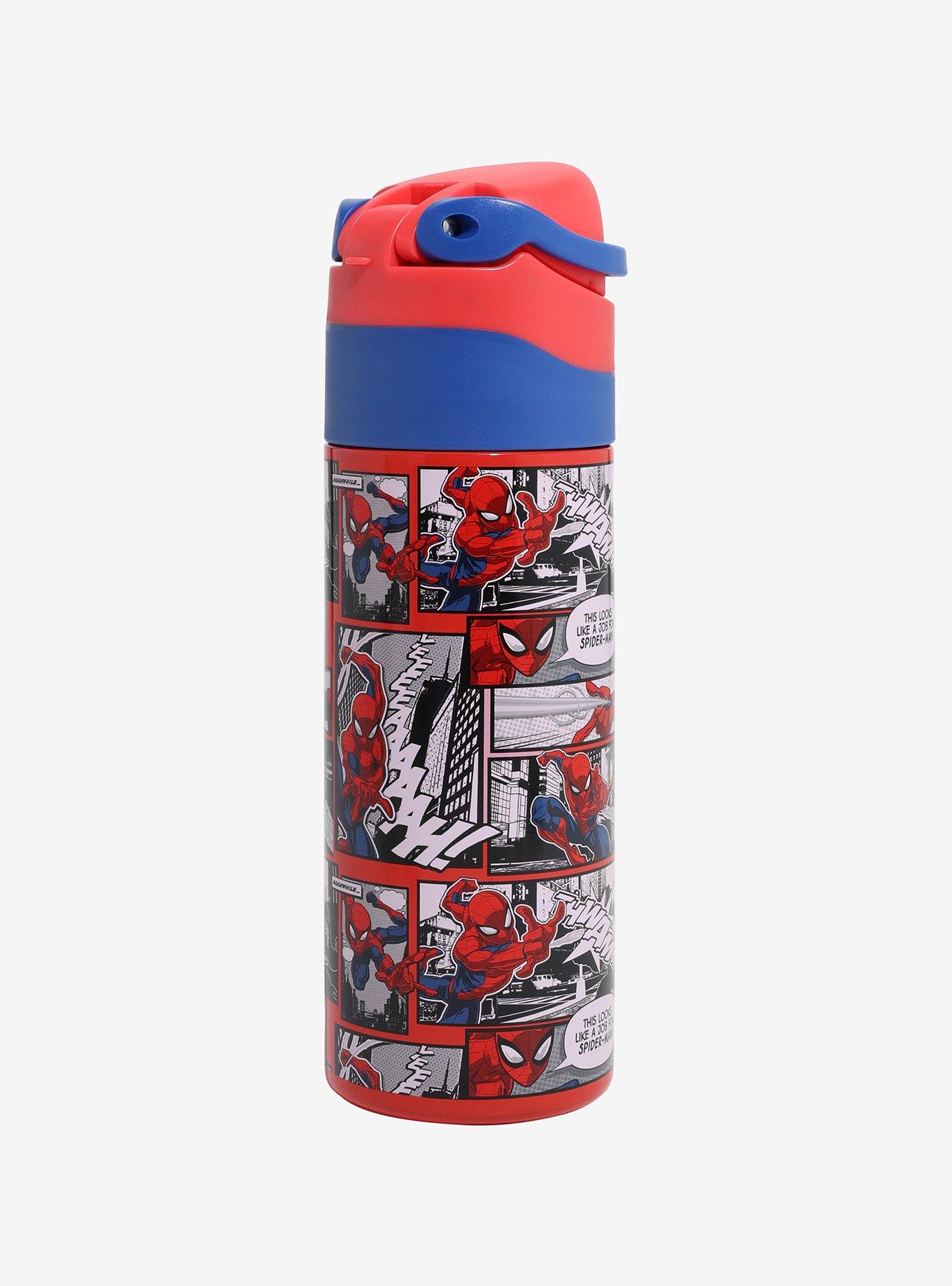 Marvel Spider-Man Comic Panels Stainless Steel Flip-Top Water Bottle, , hi-res