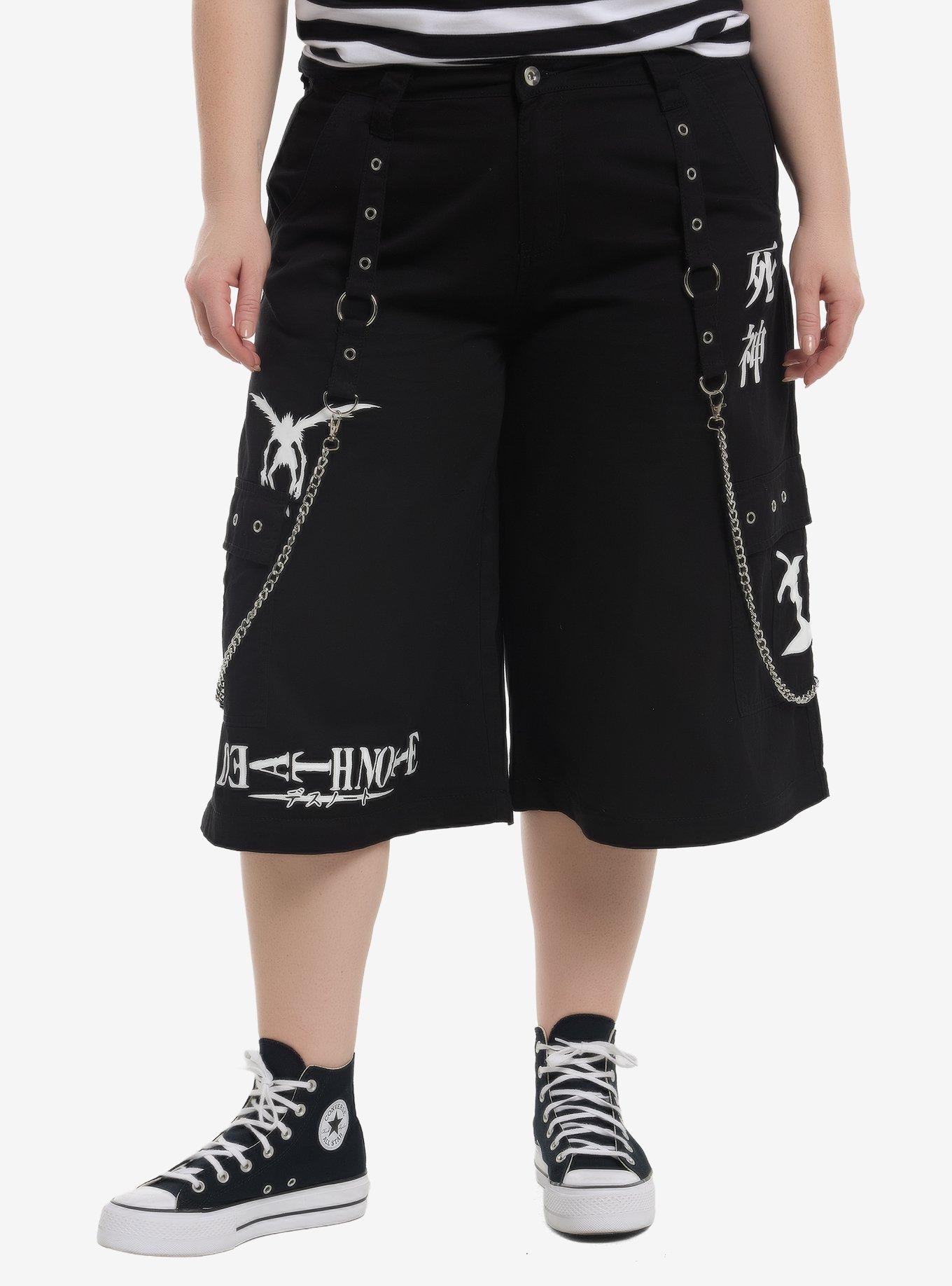 Death Note Suspender Zip-Off Wide Leg Jeans Plus Size, MULTI, alternate