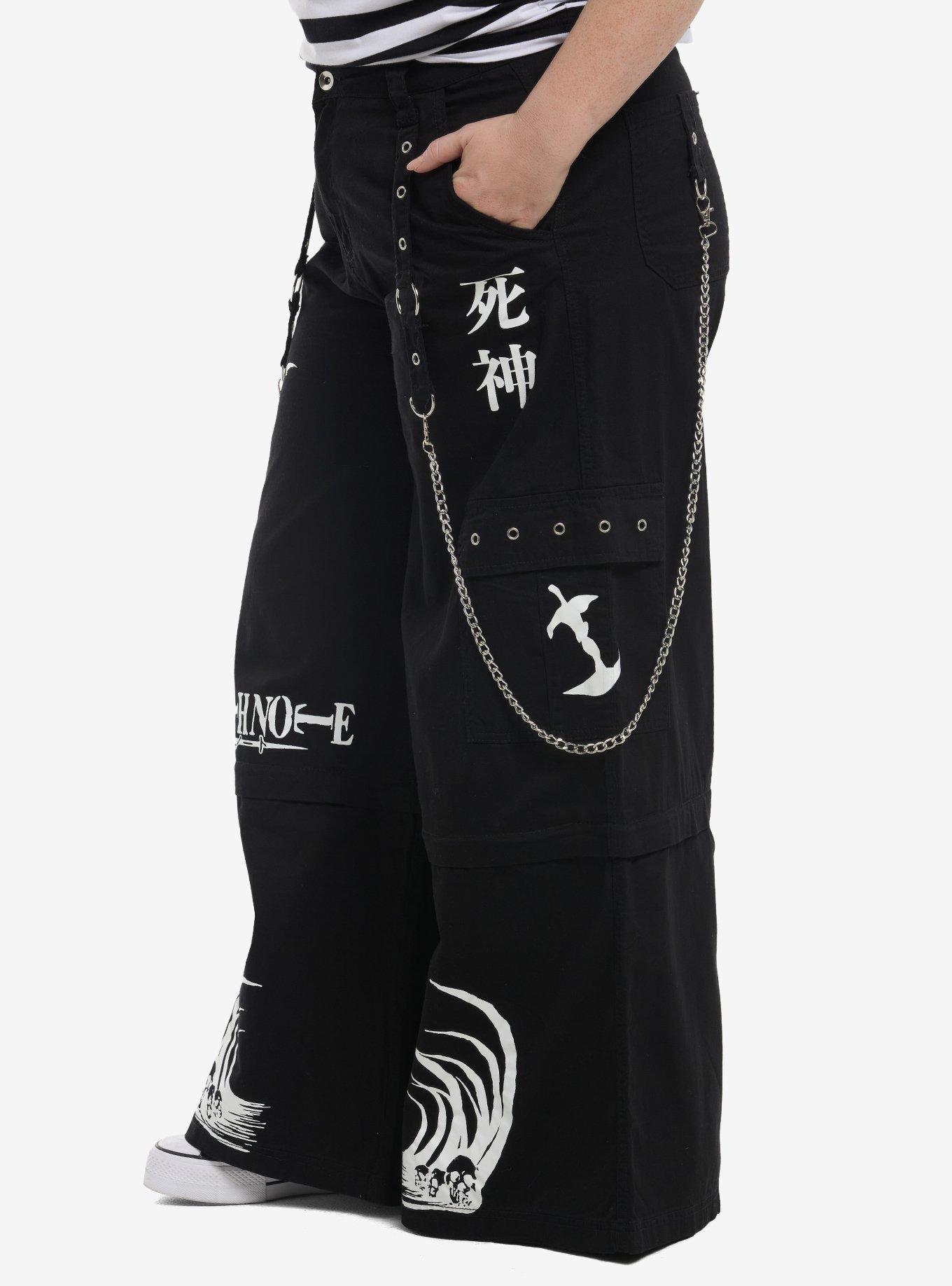 Death Note Suspender Zip-Off Wide Leg Jeans Plus Size, MULTI, alternate
