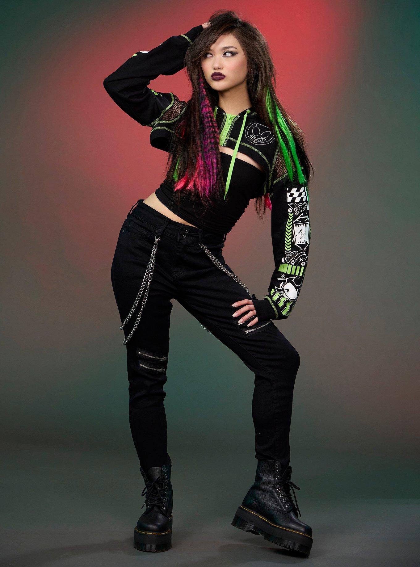 Invader Zim GIR Icons Girls Crop Hoodie, MULTI, alternate