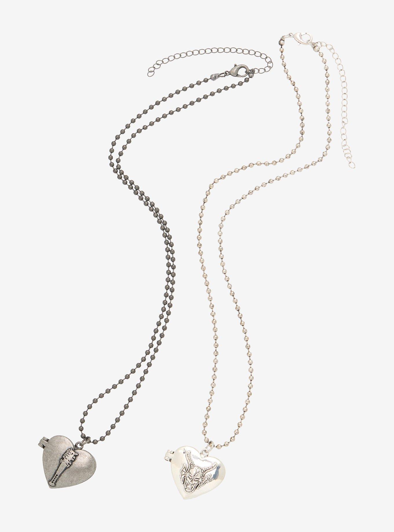 Stranger Things Steve & Eddie Heart Locket Best Friend Necklace Set, , hi-res