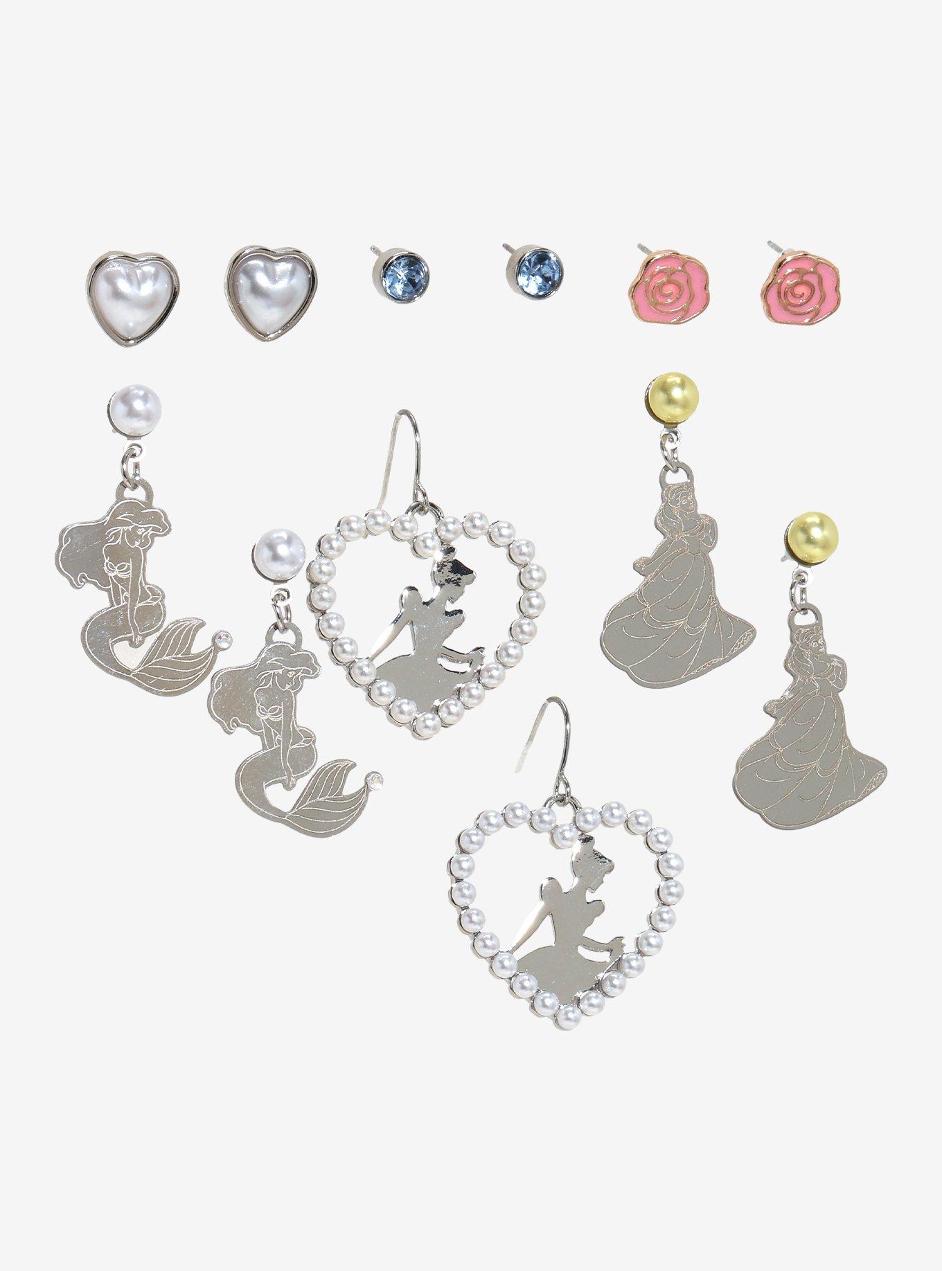 Disney Princess Silver Silhouette Earring Set, , hi-res