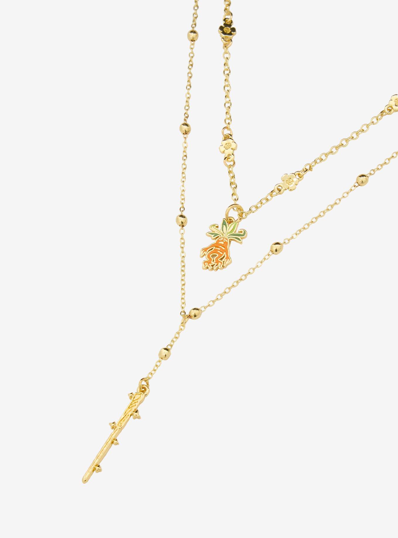 Harry Potter Mandrake and Wand Layered Necklace - BoxLunch Exclusive, , alternate