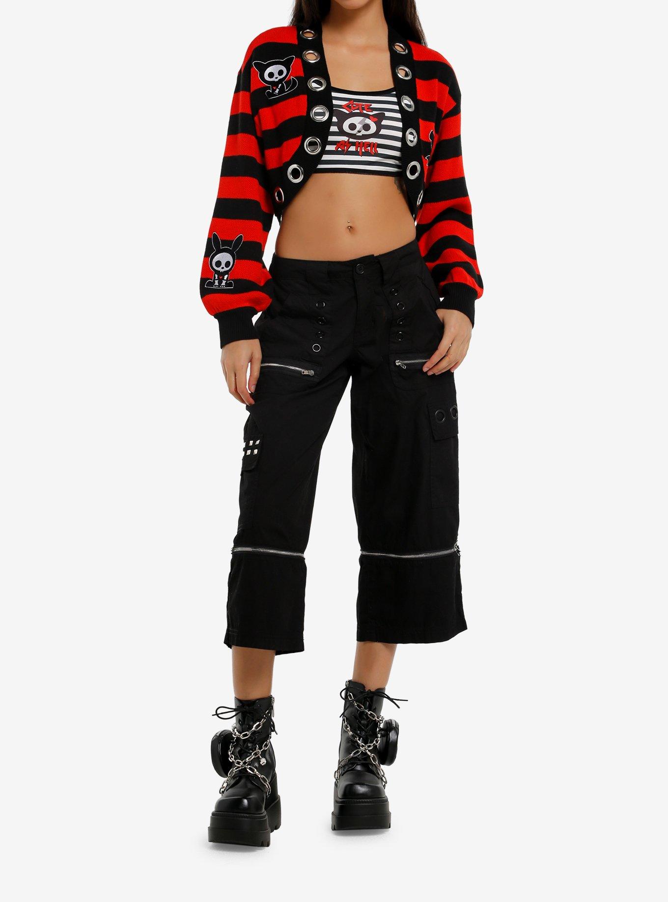 Skelanimals Black & Red Stripe Grommet Girls Shrug, , hi-res