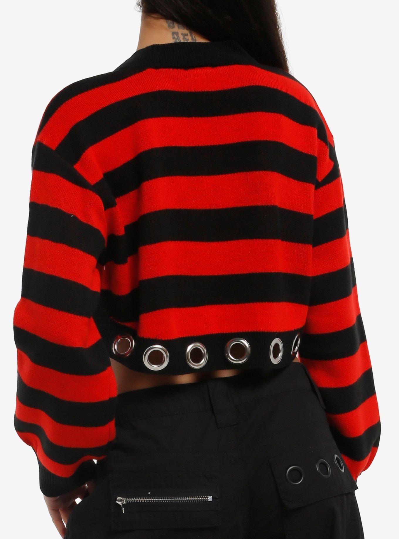 Skelanimals Black & Red Stripe Grommet Girls Shrug, MULTI, alternate