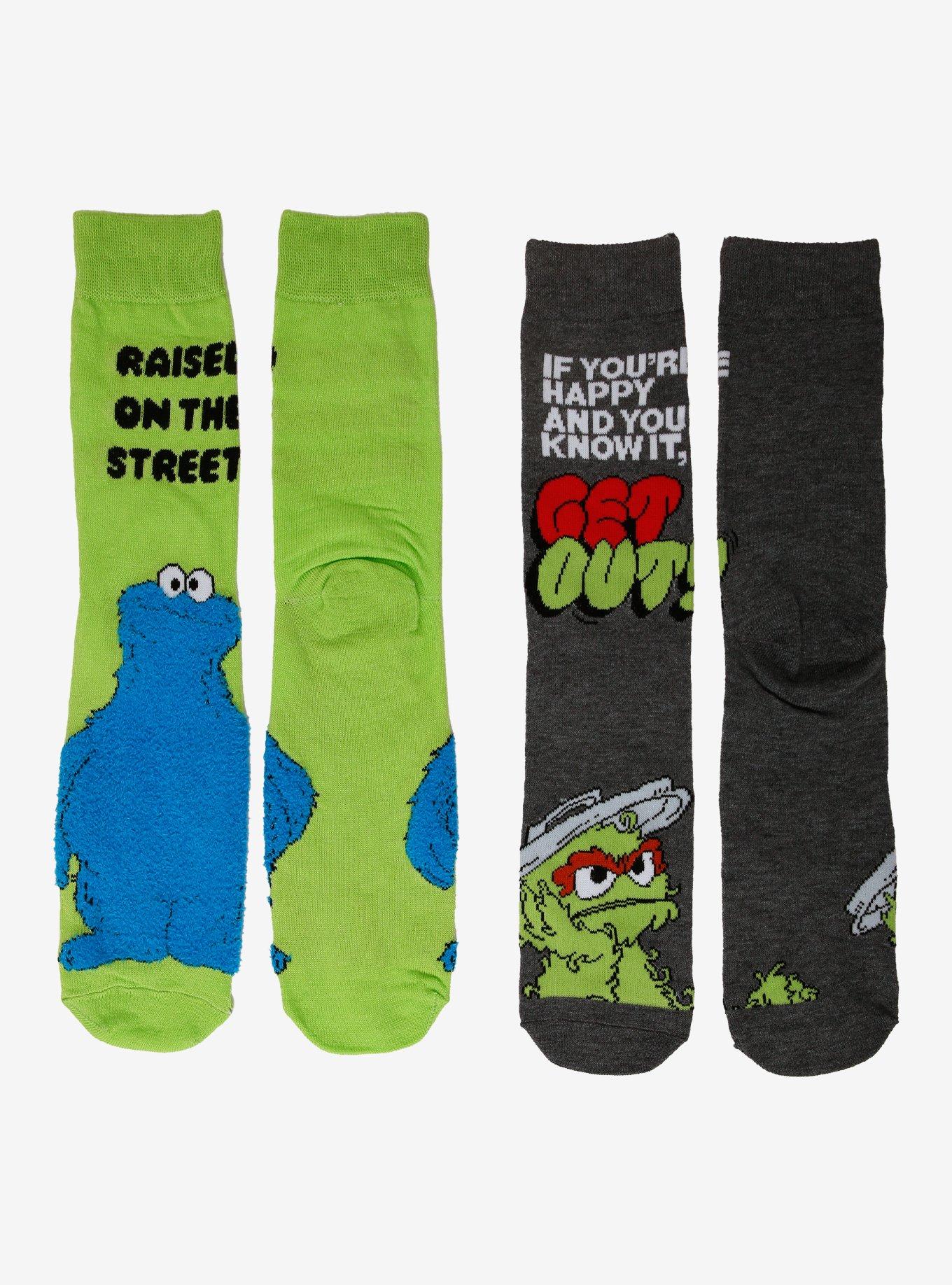 Sesame Street Cookie Monster & Oscar Crew Socks 2 Pair, , hi-res