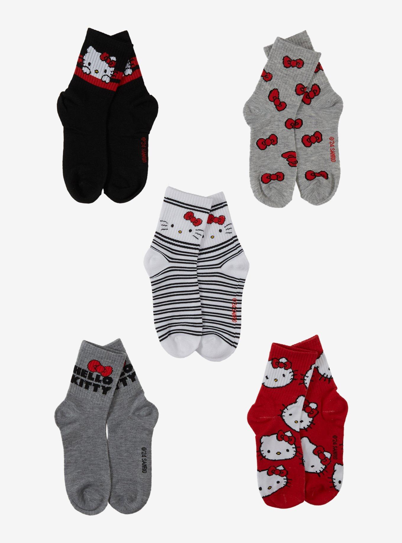 Hello Kitty Bows & Stripes Ankle Socks 5 Pair, , hi-res