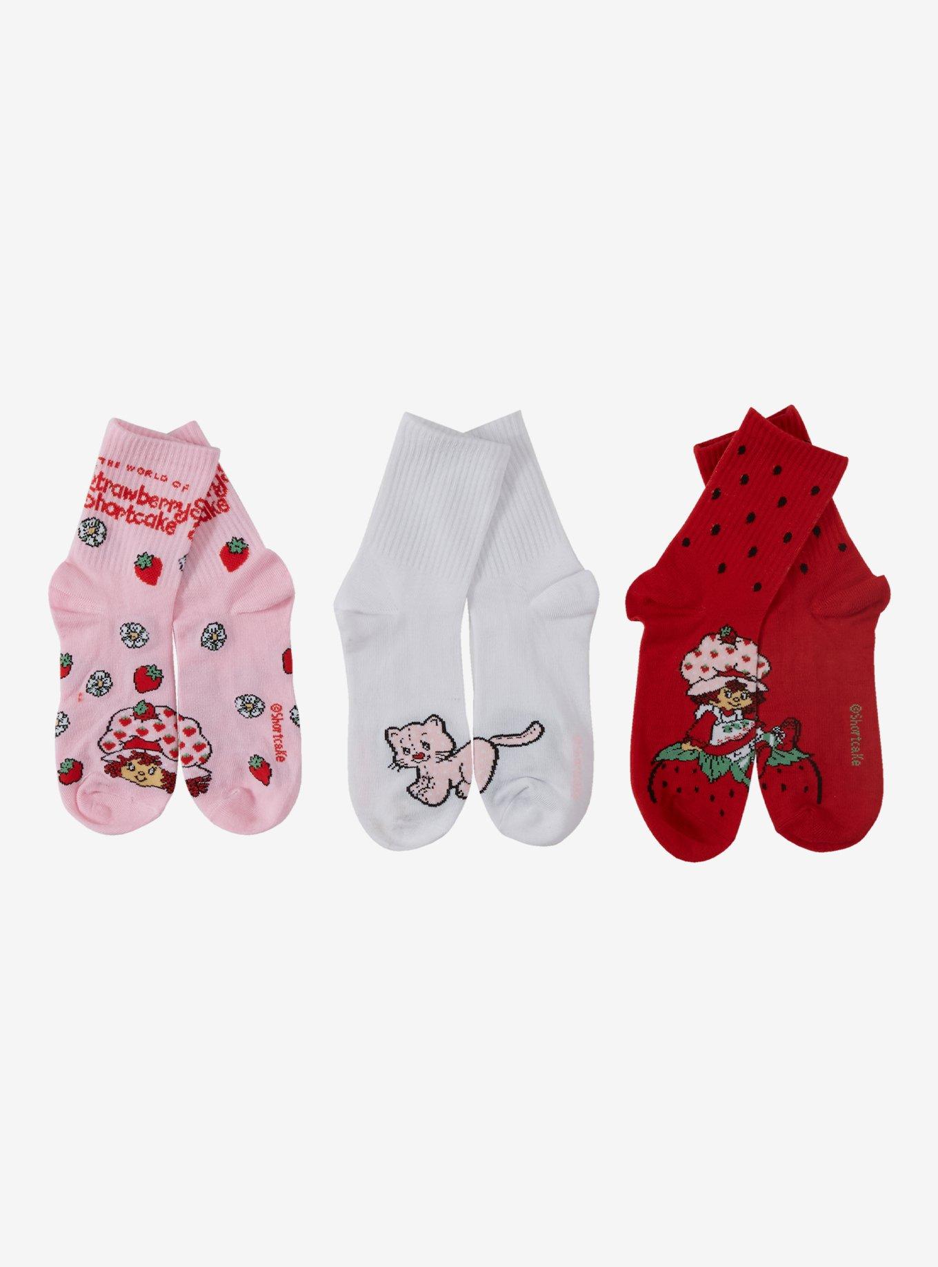 Strawberry Shortcake Custard Toss Crew Socks 3 Pair, , hi-res