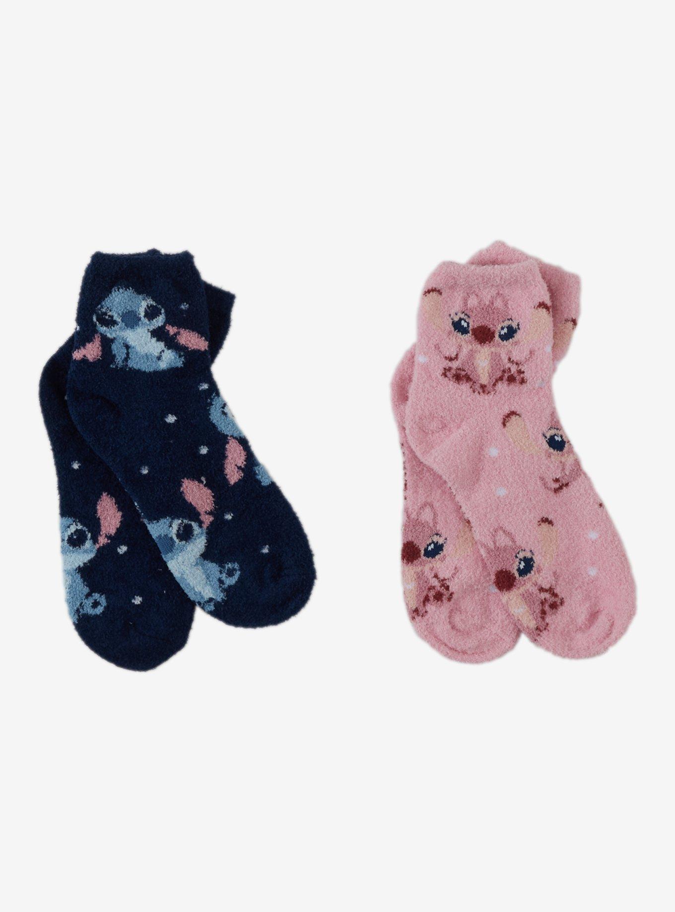 Disney Stitch & Angel Polka Dot Cozy Socks 2 Pair, , hi-res