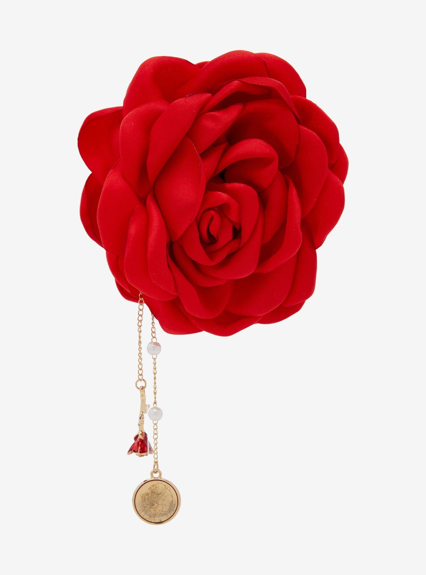 Disney Beauty and the Beast Rose Fabric Claw Clip &mdash; BoxLunch Exclusive, , hi-res