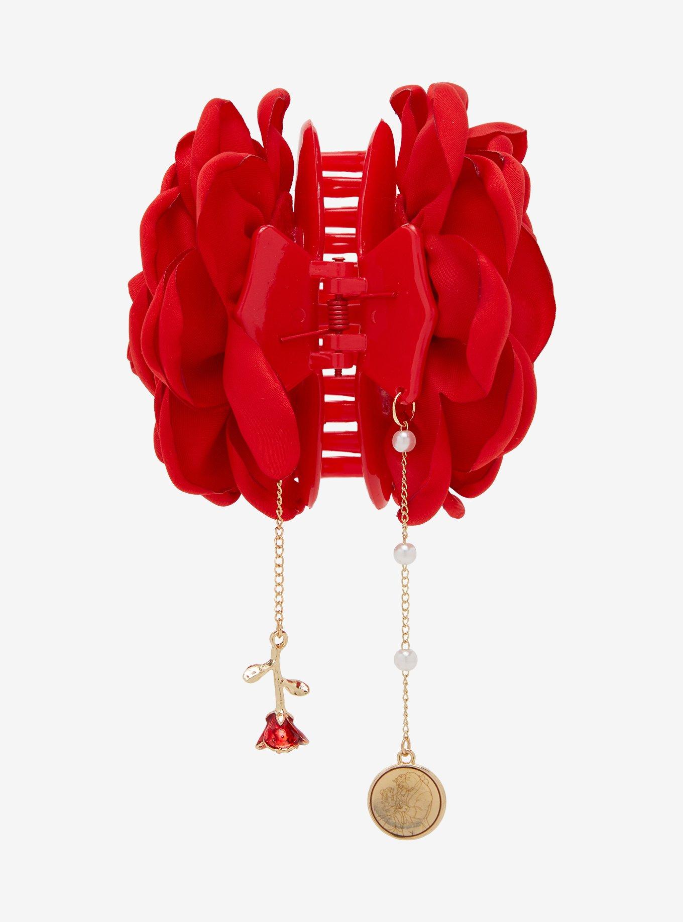 Disney Beauty and the Beast Rose Fabric Claw Clip &mdash; BoxLunch Exclusive, , alternate