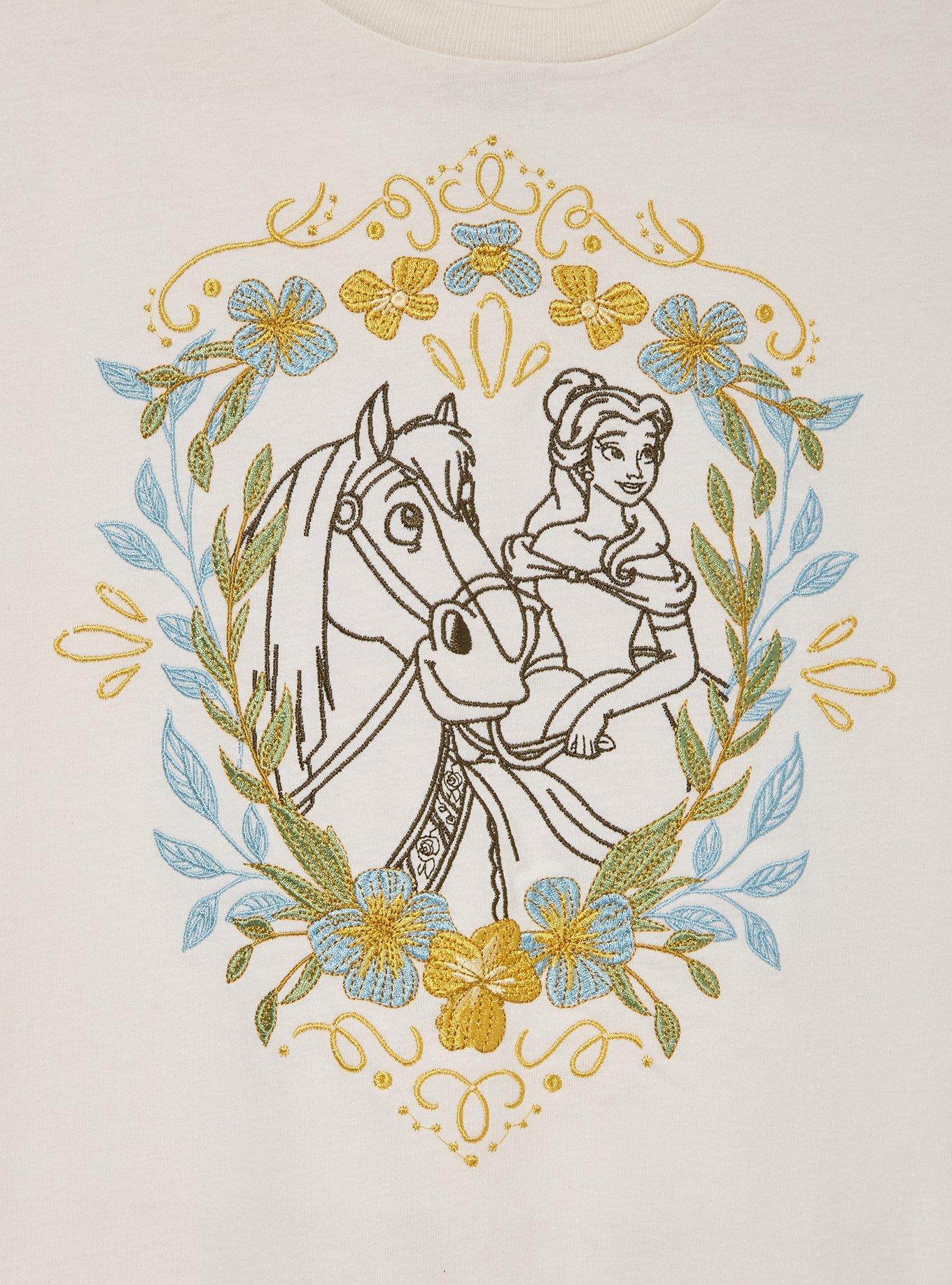 Disney Beauty and the Beast Belle & Phillipe Floral Women's Plus Size T-Shirt &mdash; BoxLunch Exclusive, , hi-res