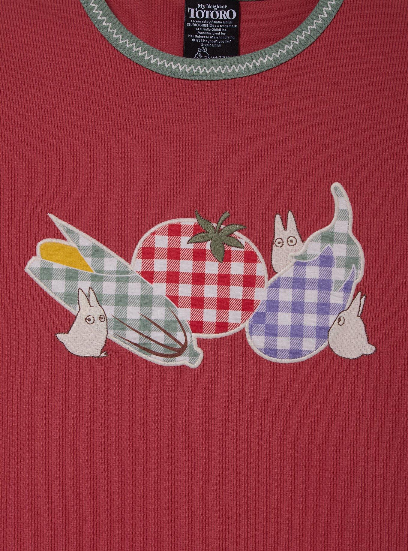 Studio Ghibli® My Neighbor Totoro Gingham Veggies Ribbed Women's Plus Cropped T-Shirt - BoxLunch Exclusive