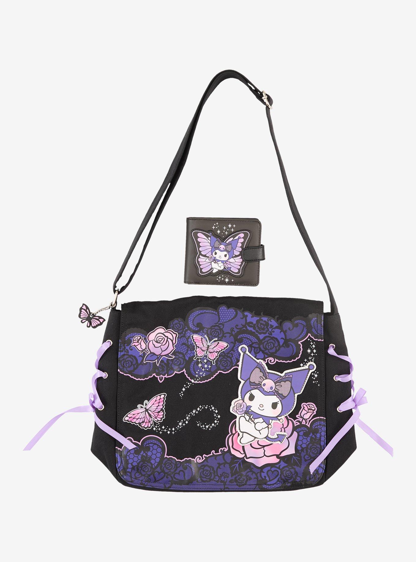 Kuromi Purple Butterfly Garden Ribbon Messenger Bag, , alternate