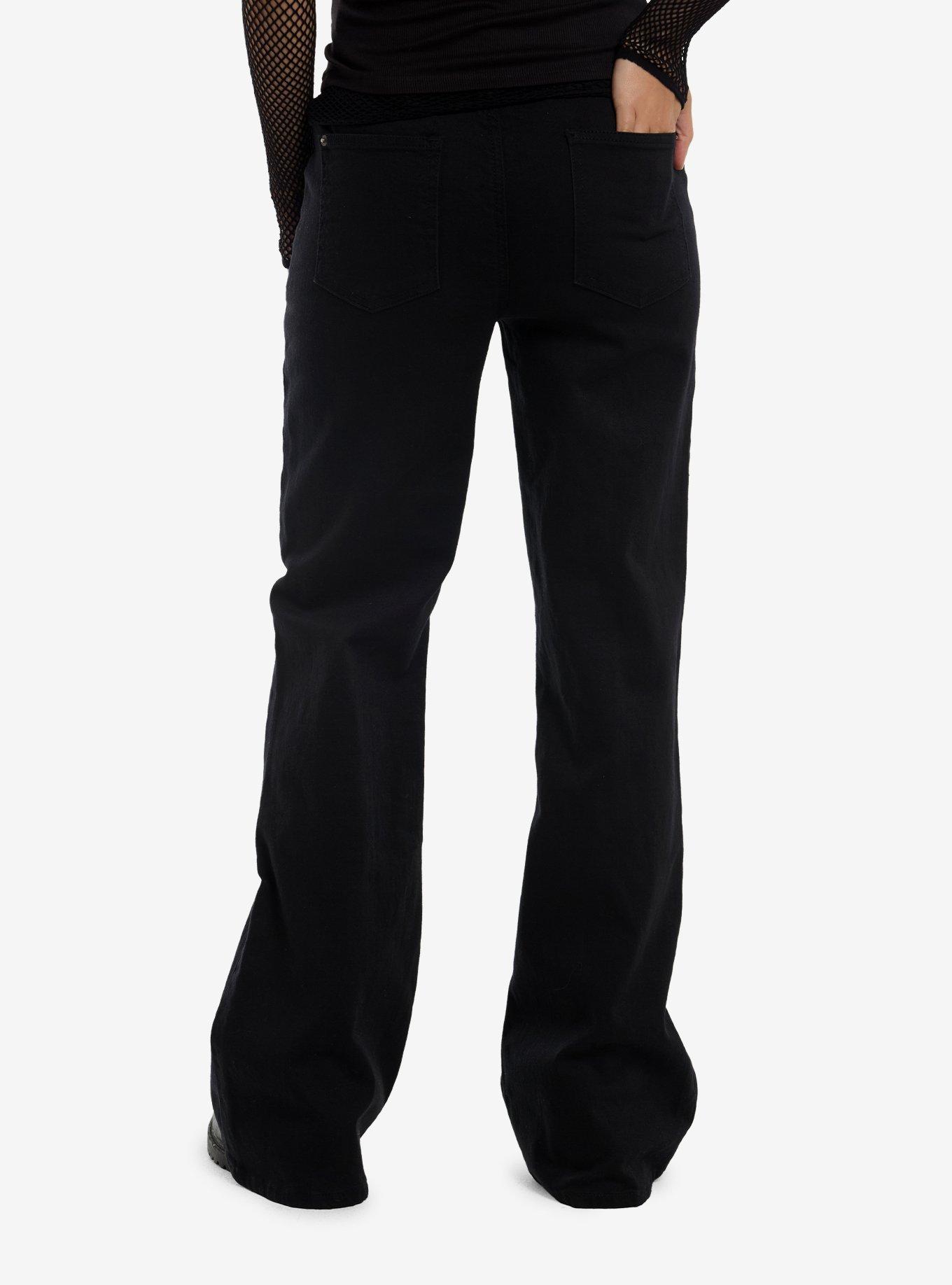 Black Safety Pin Flare Jeans, , hi-res