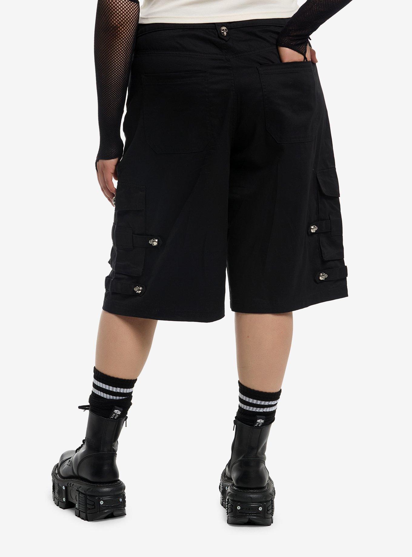 Social Collision Skull Hardware Cargo Shorts Plus Size, , hi-res